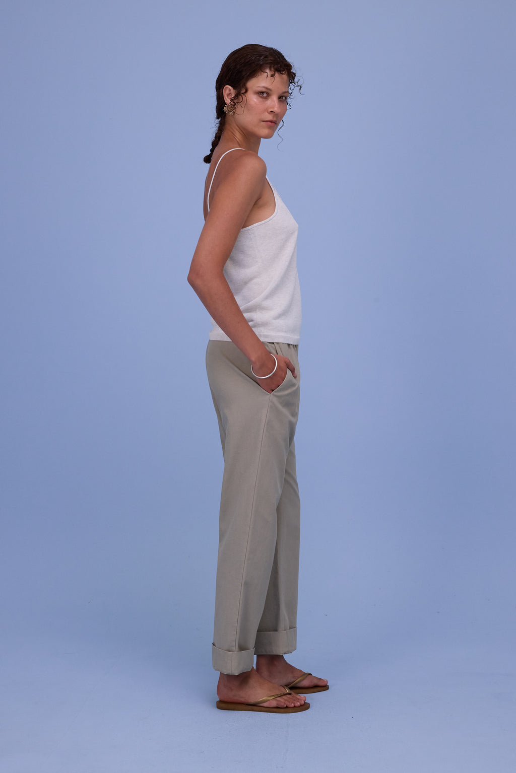 Honolulu top in white chiné