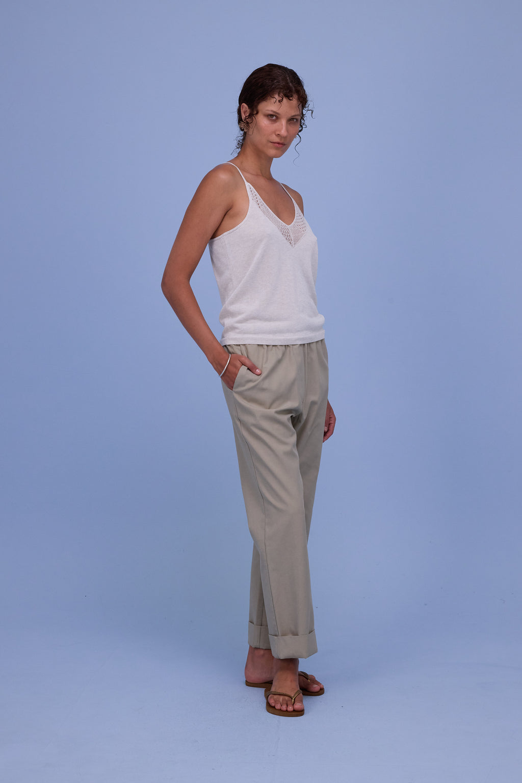 Honolulu top in white chiné