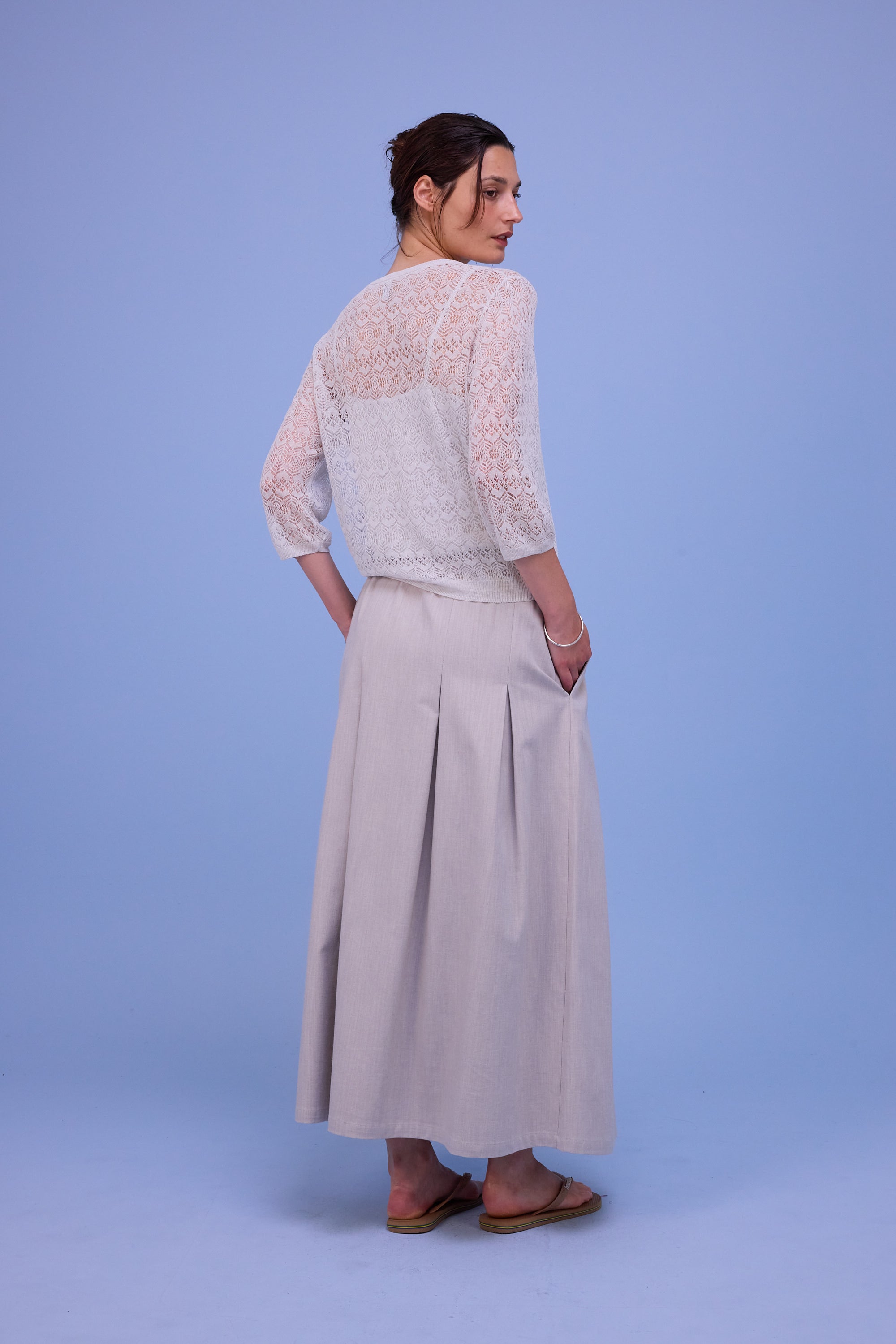 Honolulu top in white chiné