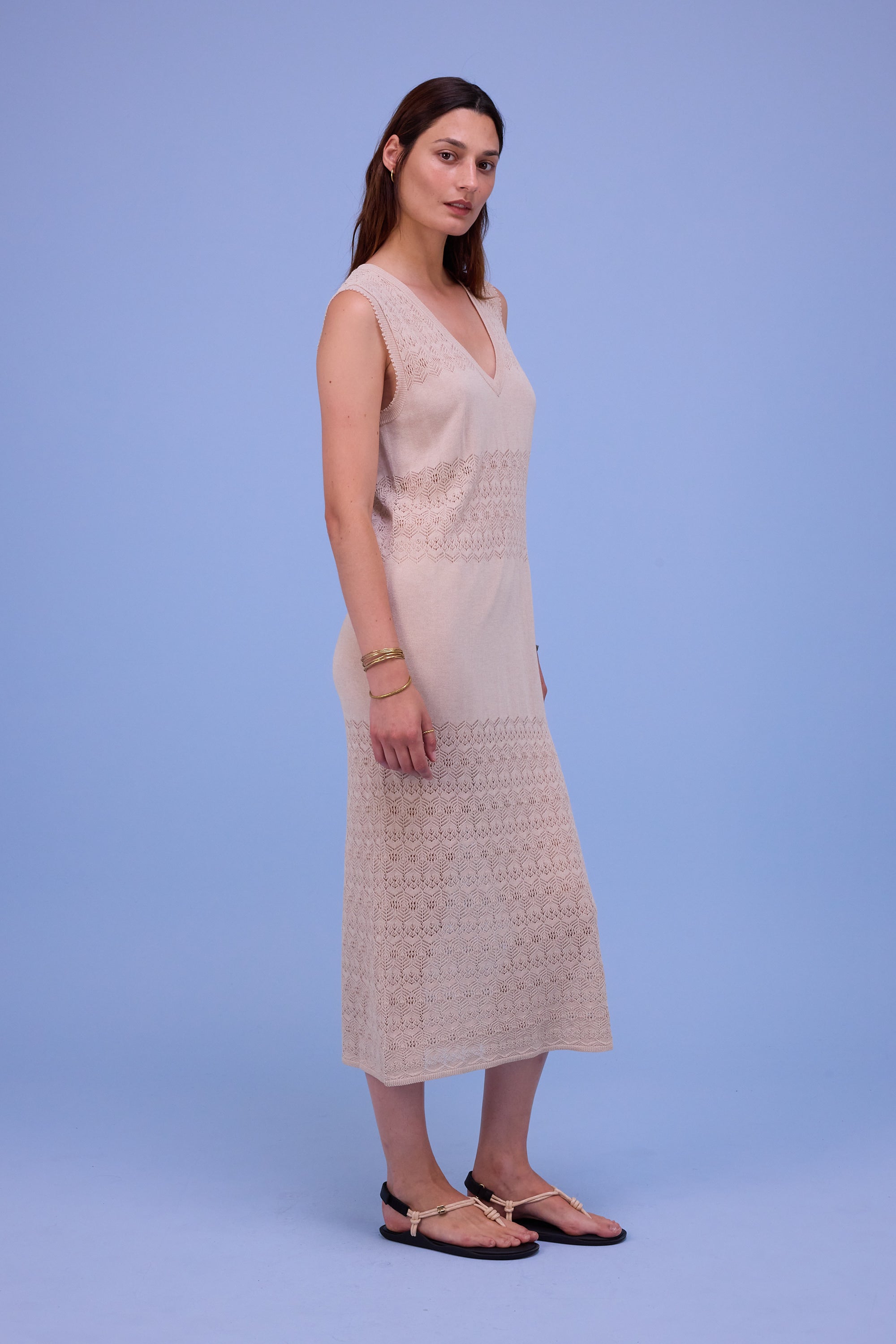 Houston knitted dress in sand