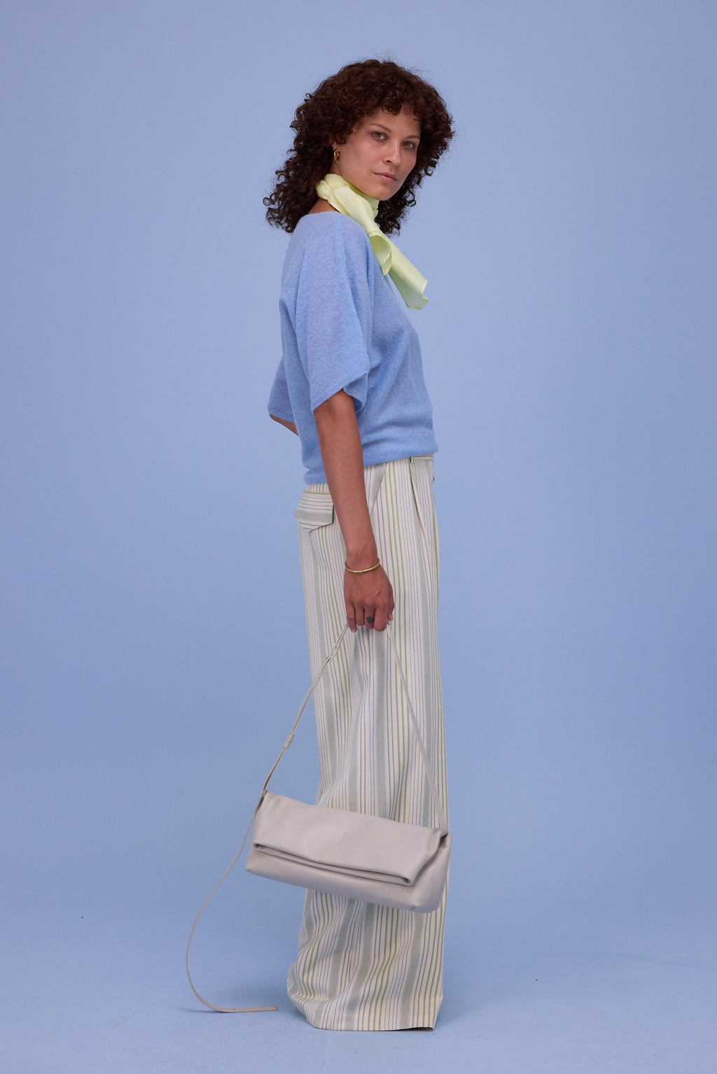 Haarlem knitted top in chambray blue