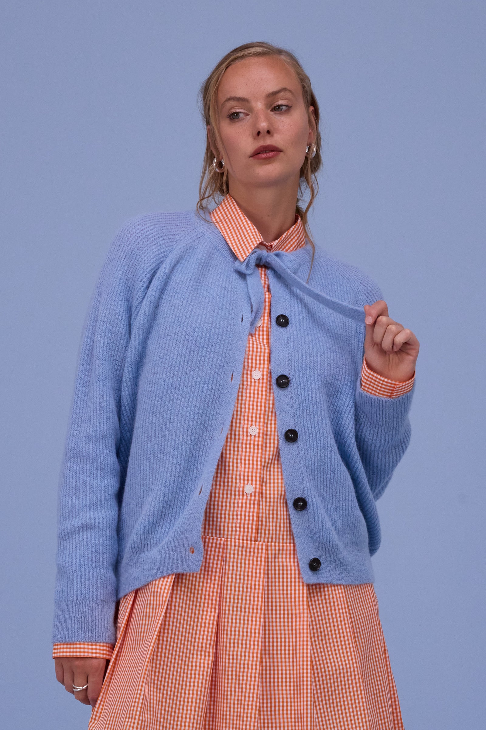 Helsinki cardigan in chambray blue