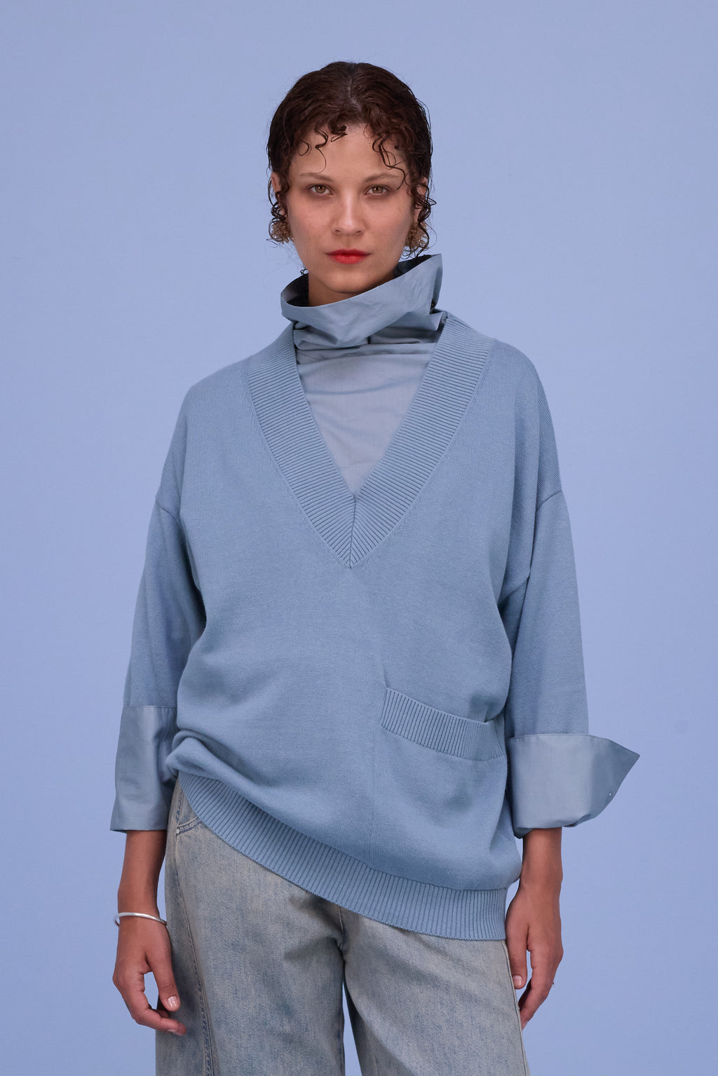 Horsens knitted sweater in dusk blue