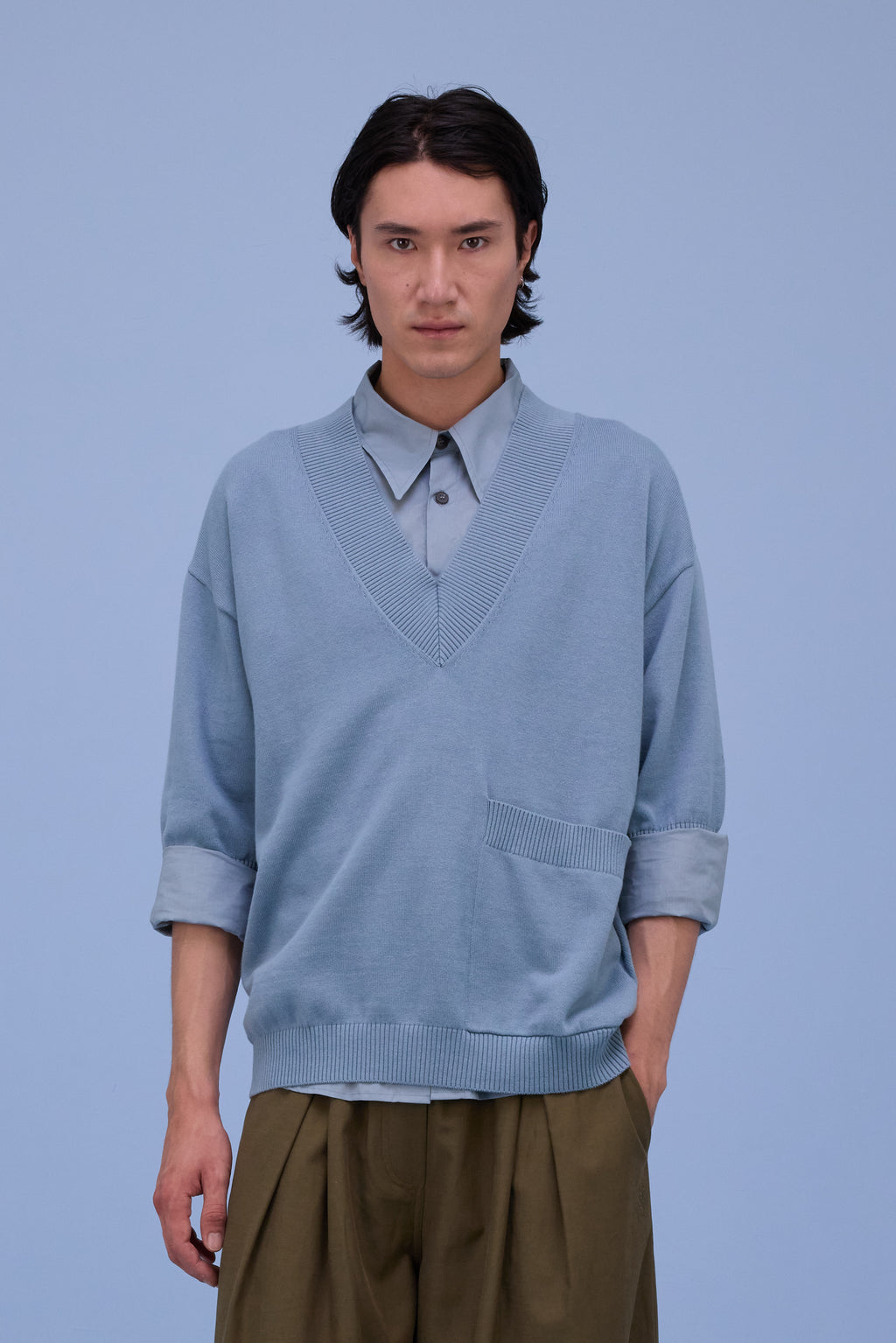 Horsens knitted sweater in dusk blue