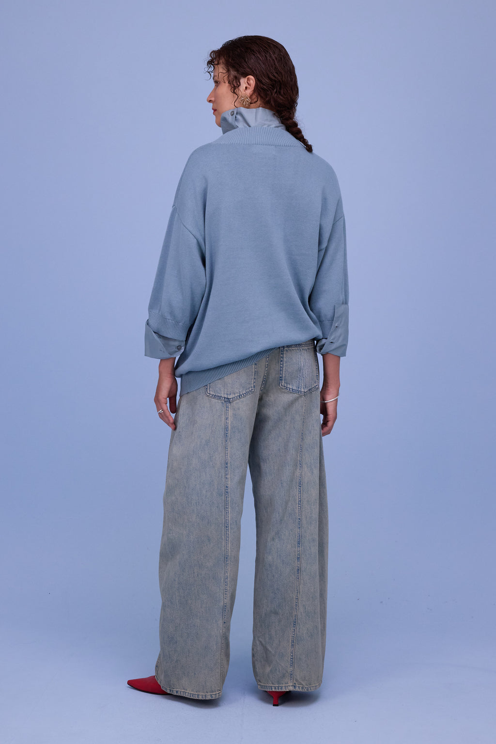 Horsens knitted sweater in dusk blue