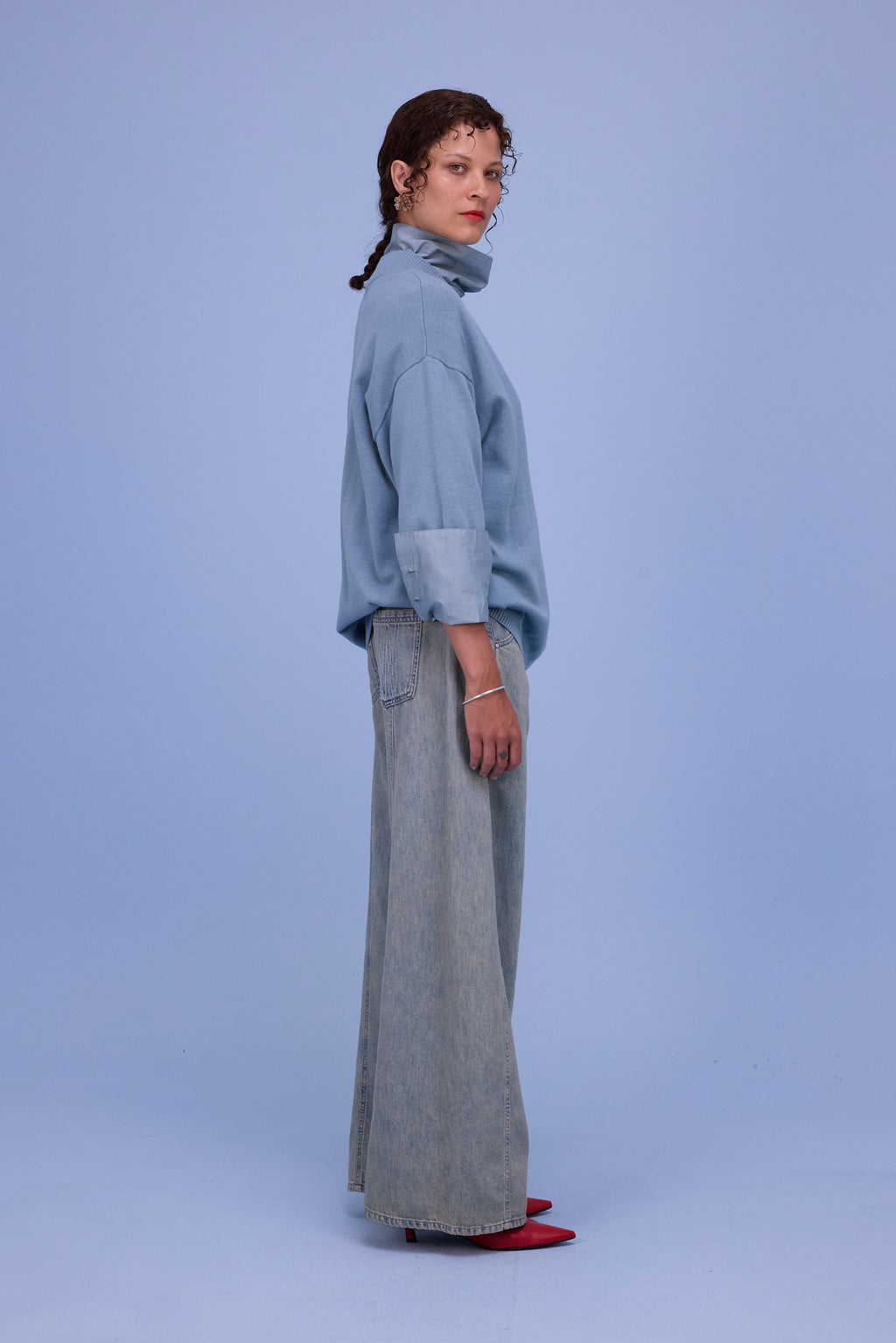 Horsens knitted sweater in dusk blue