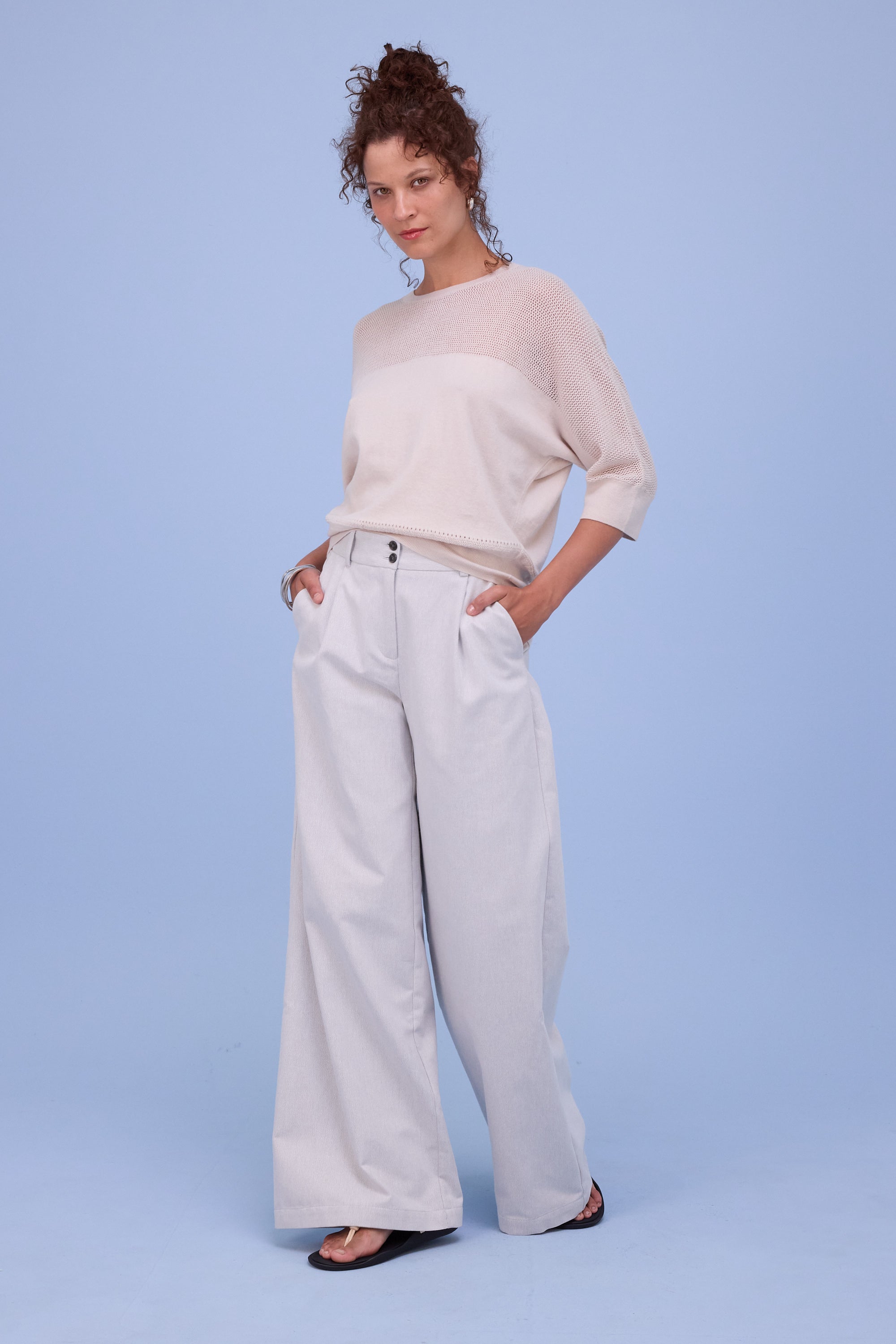 Hiroo knitted top in almond