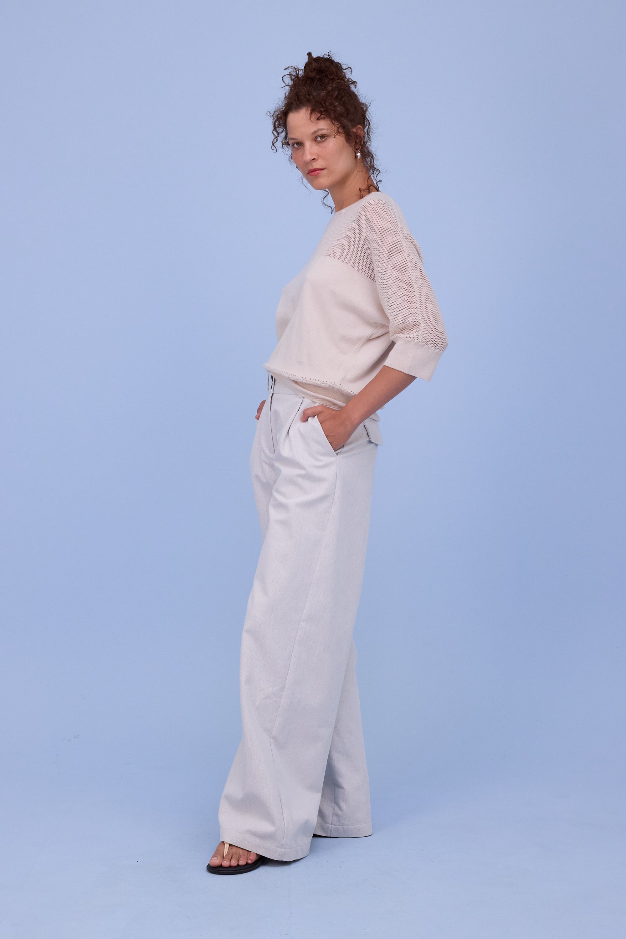 Hiroo knitted top in almond