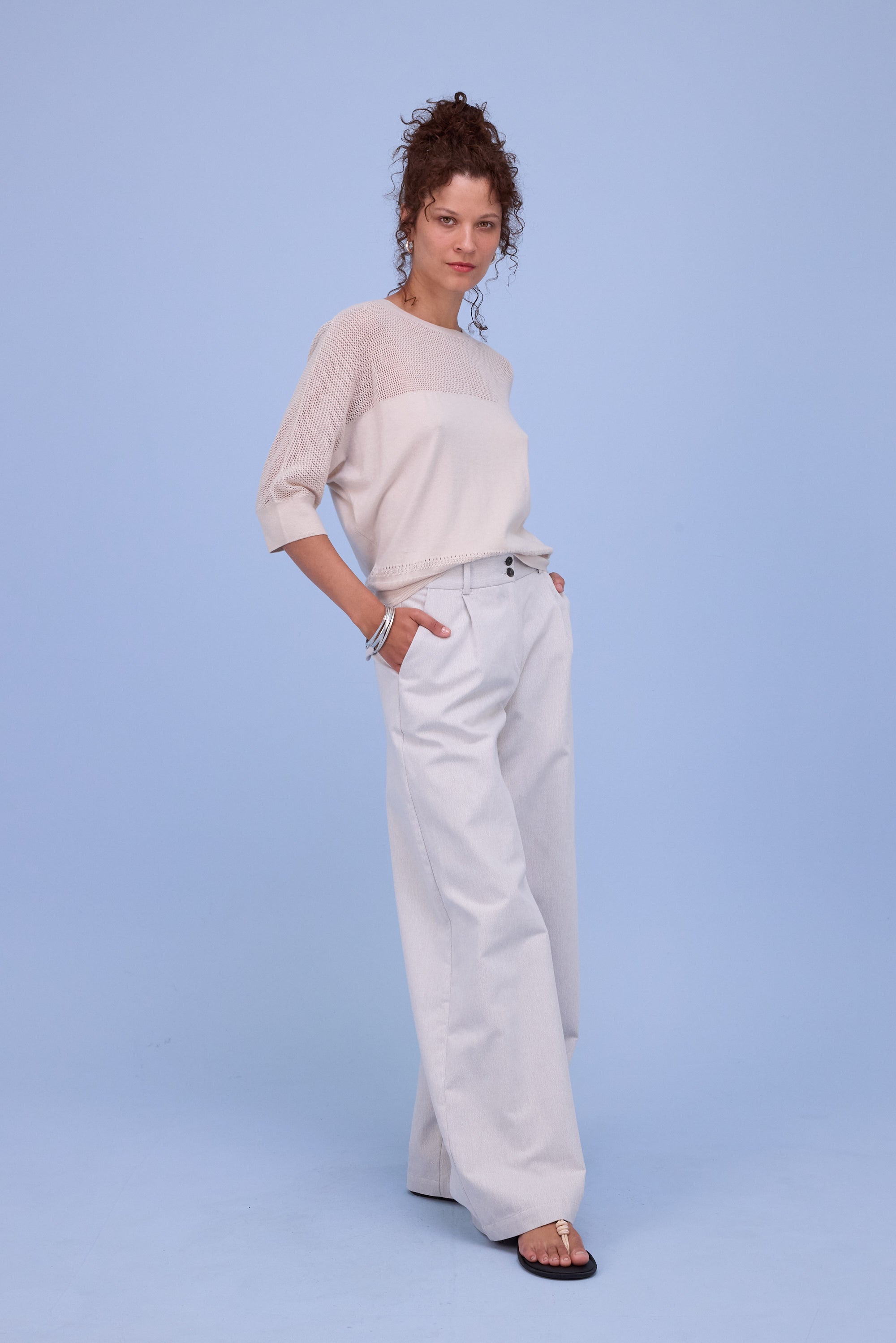 Hiroo knitted top in almond