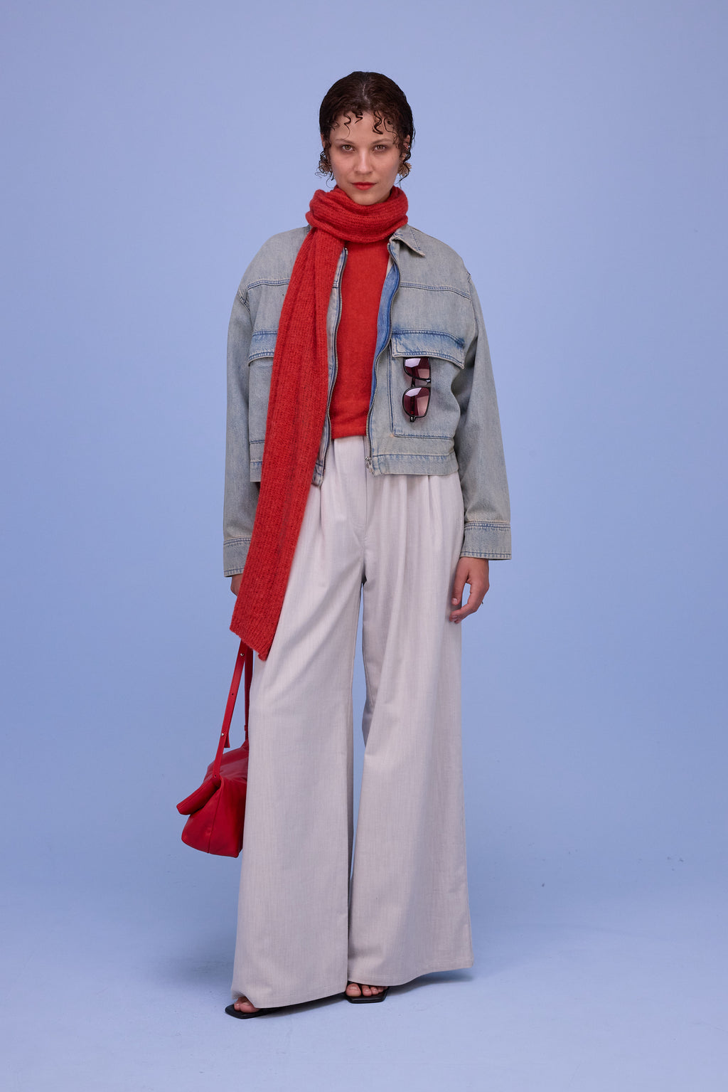 Himi scarf in poppy red