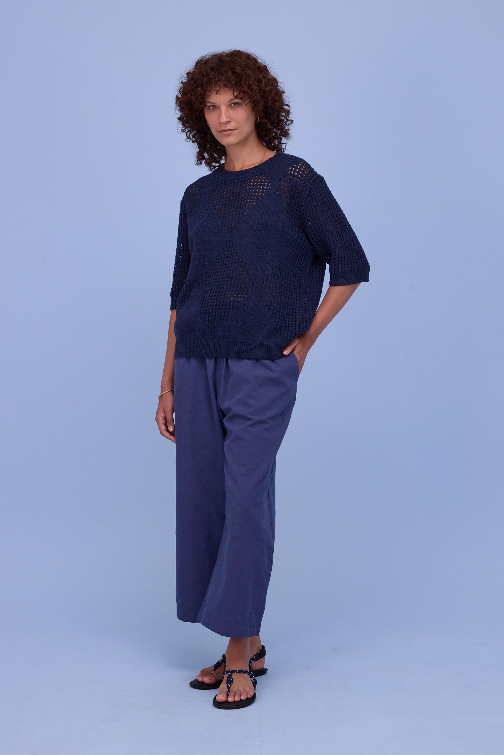 Hita knitted sweater in navy