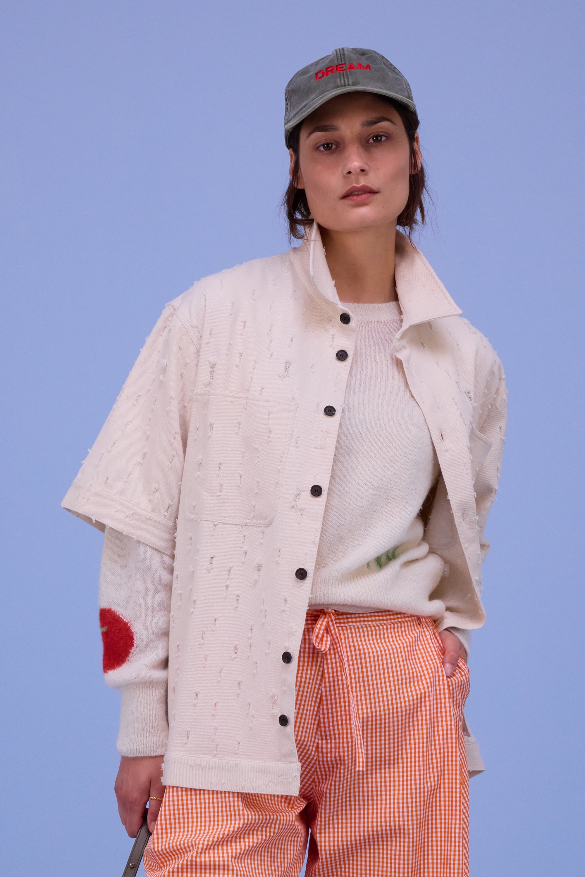 Giara hemd in ecru ripped cotton