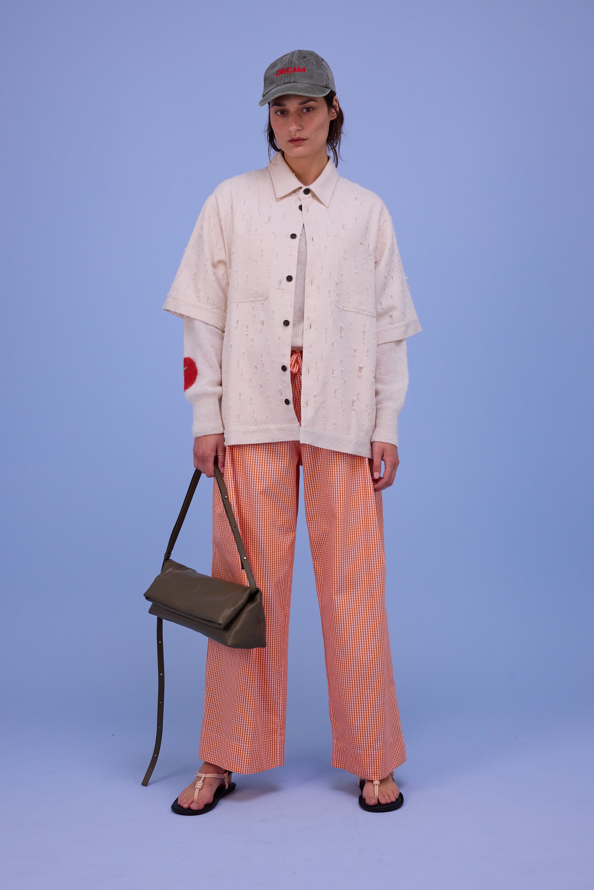 Giara hemd in ecru ripped cotton