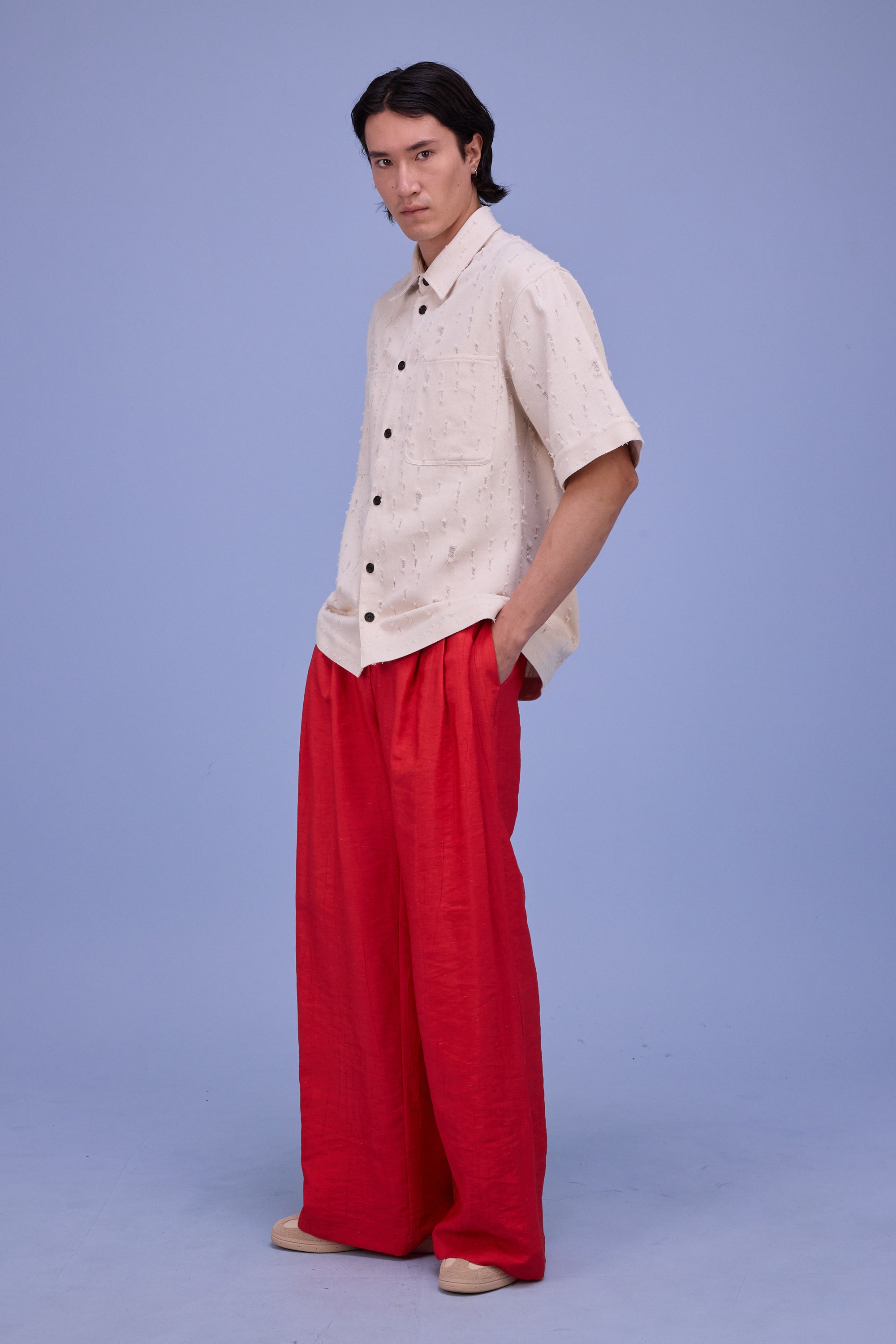 Giara hemd in ecru ripped cotton