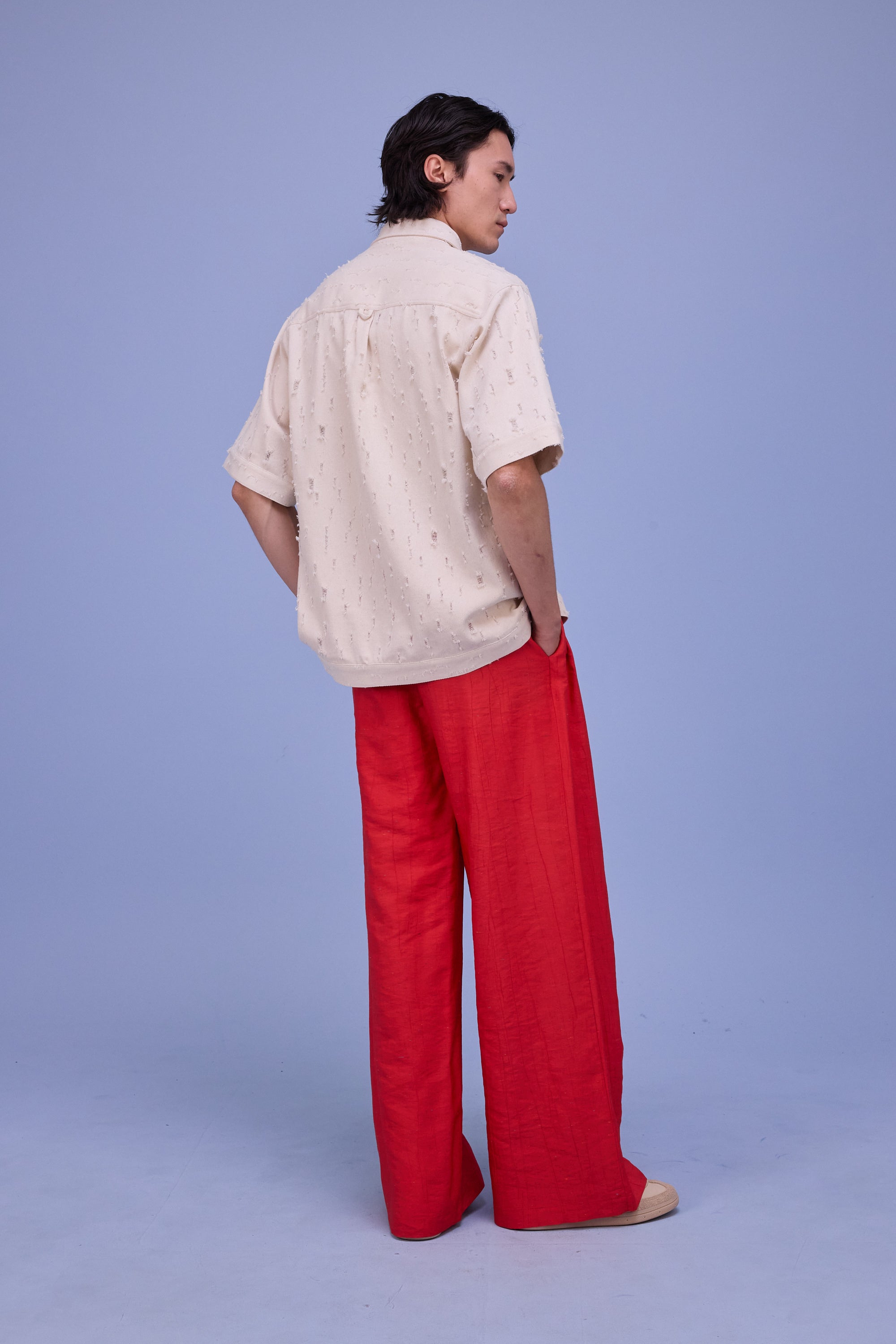 Giara hemd in ecru ripped cotton