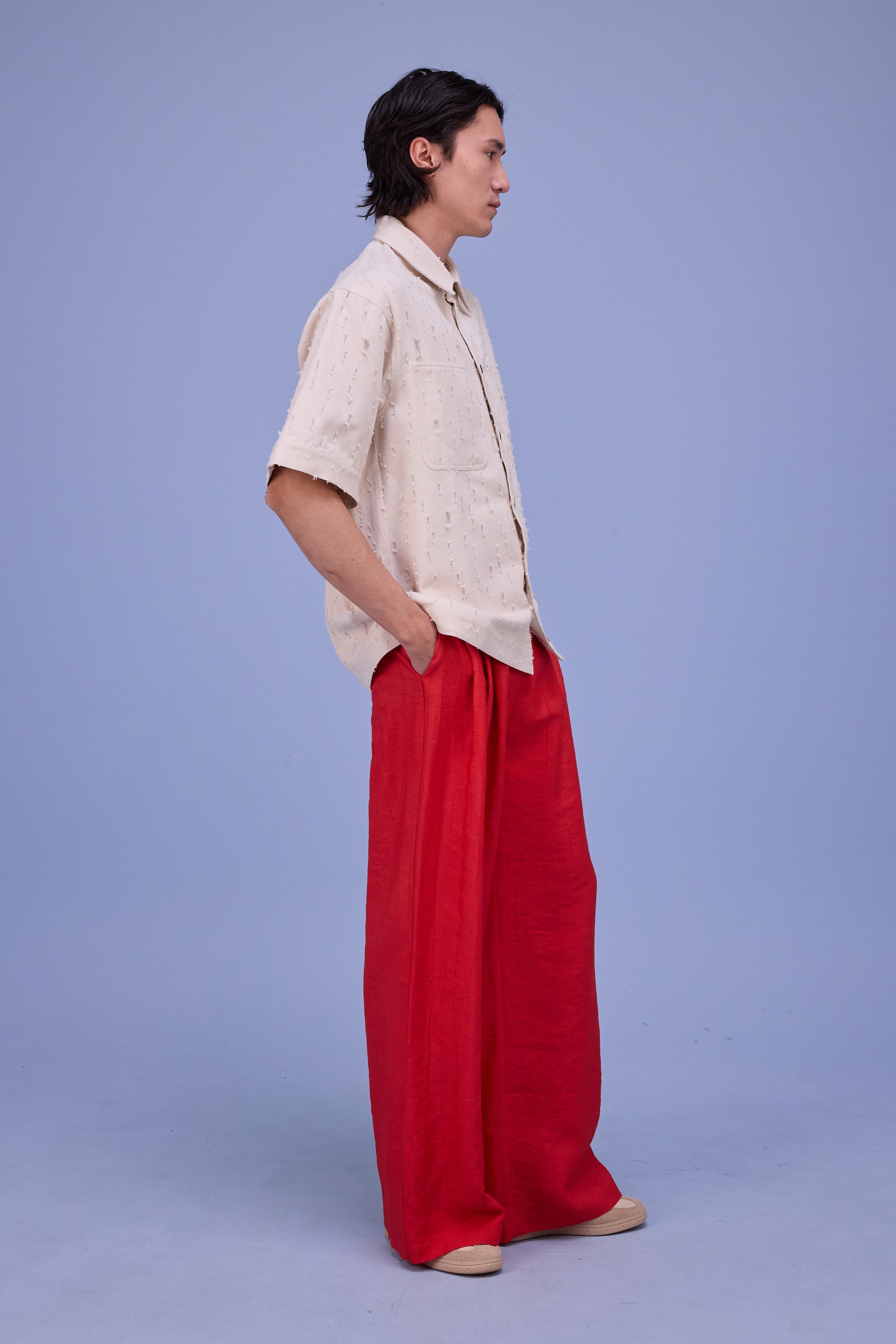 Giara hemd in ecru ripped cotton