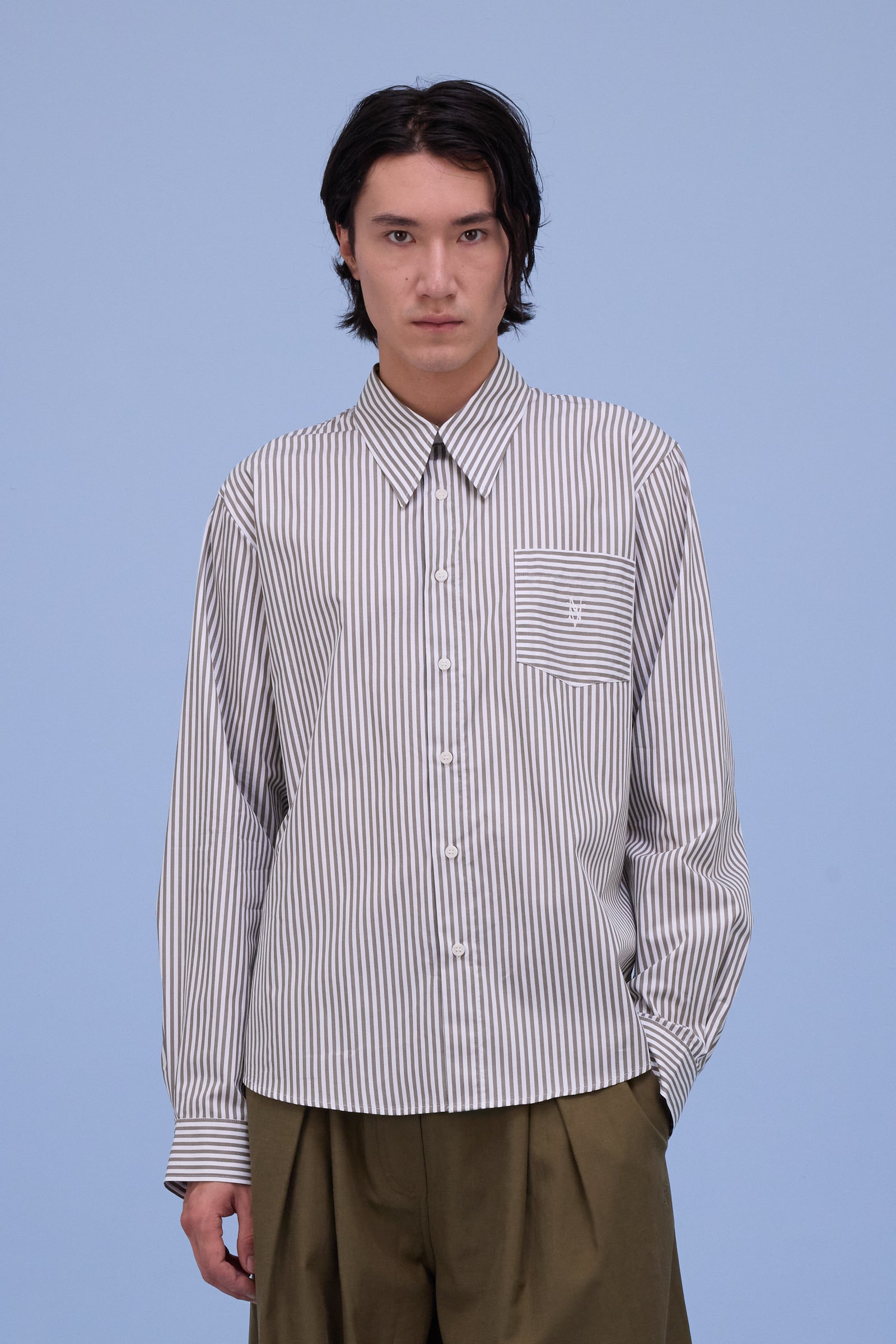 Godfried shirt in khaki stripes