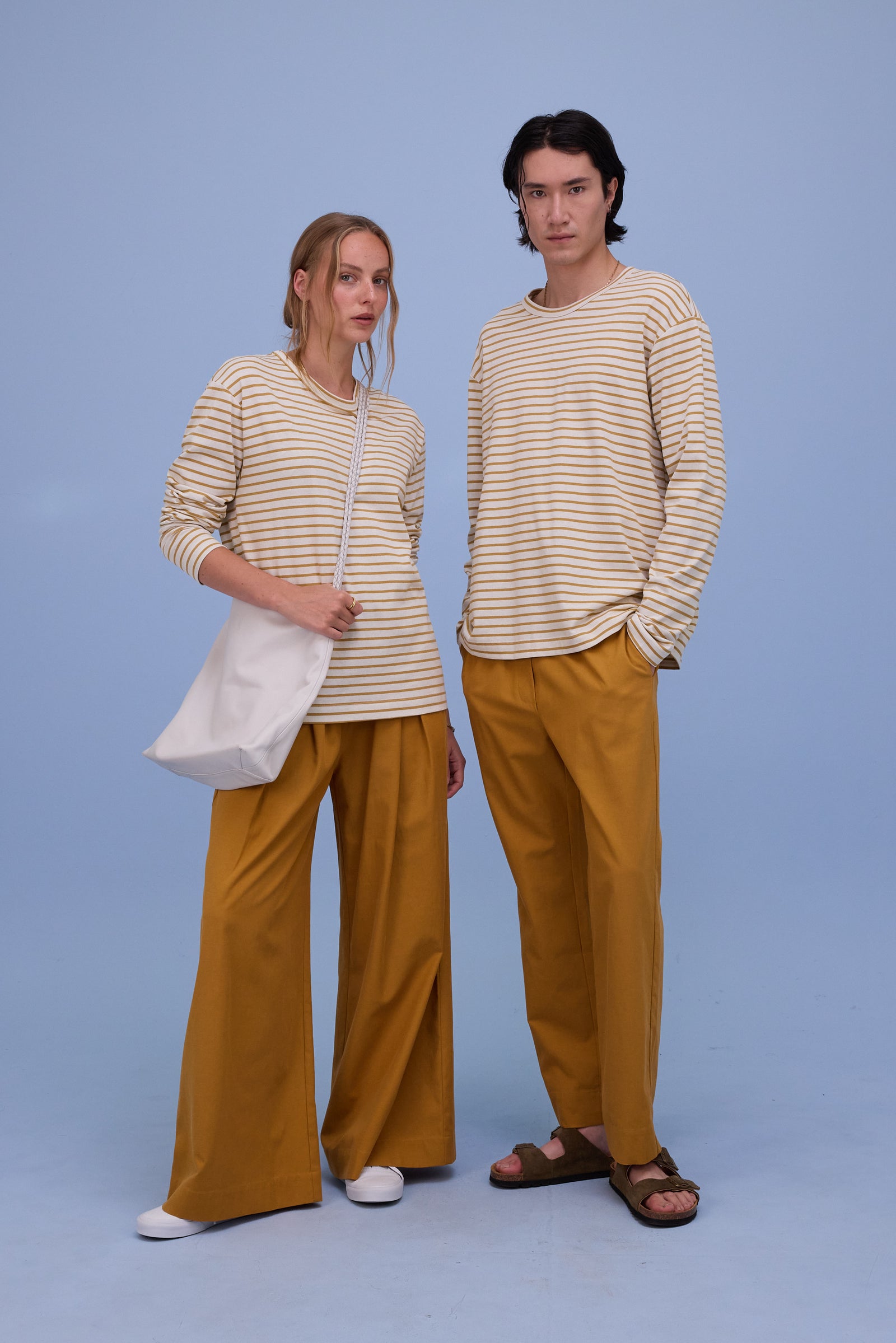 Geoff T-shirt in mustard breton stripes 
