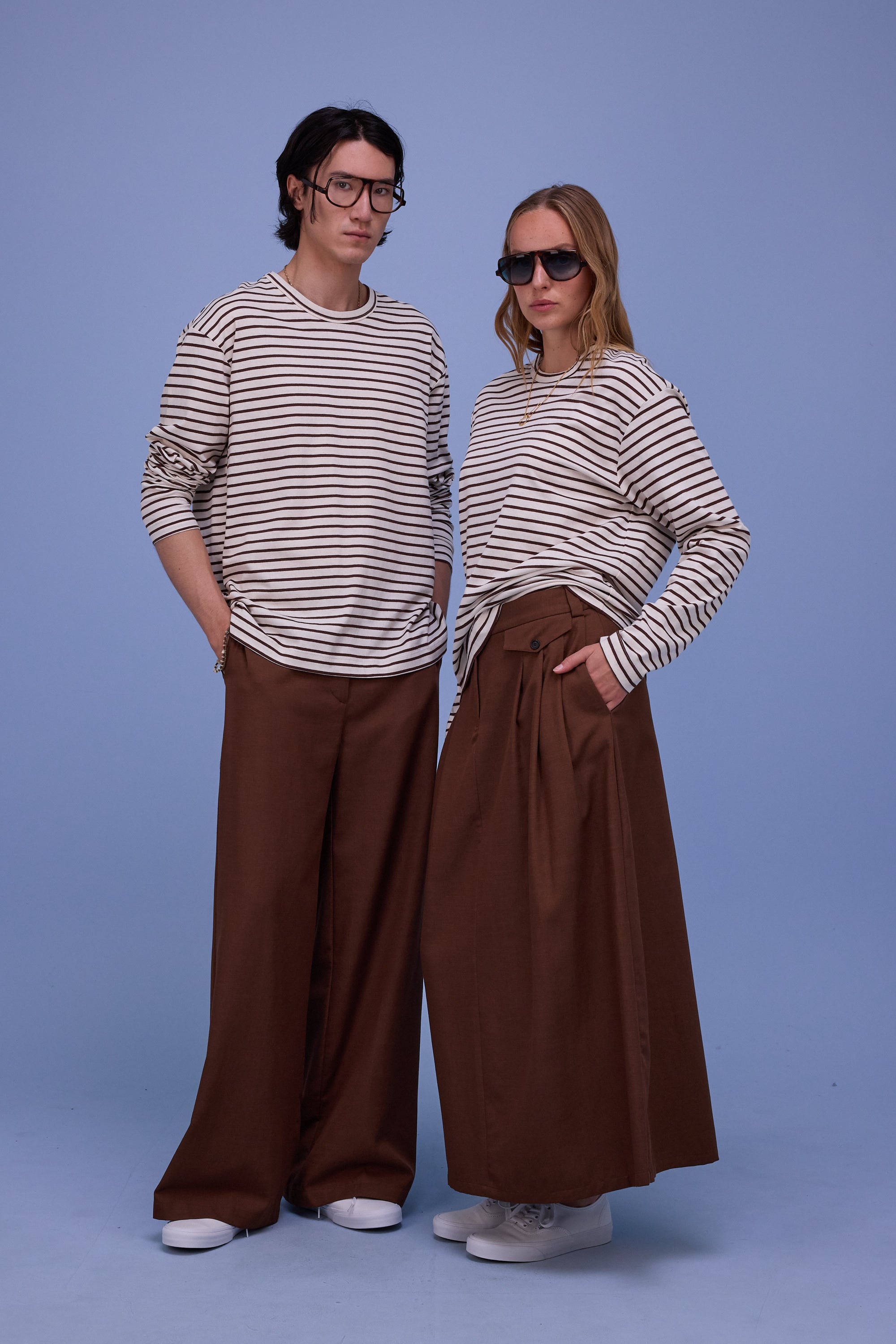 Geoff T-shirt in brown breton stripes 