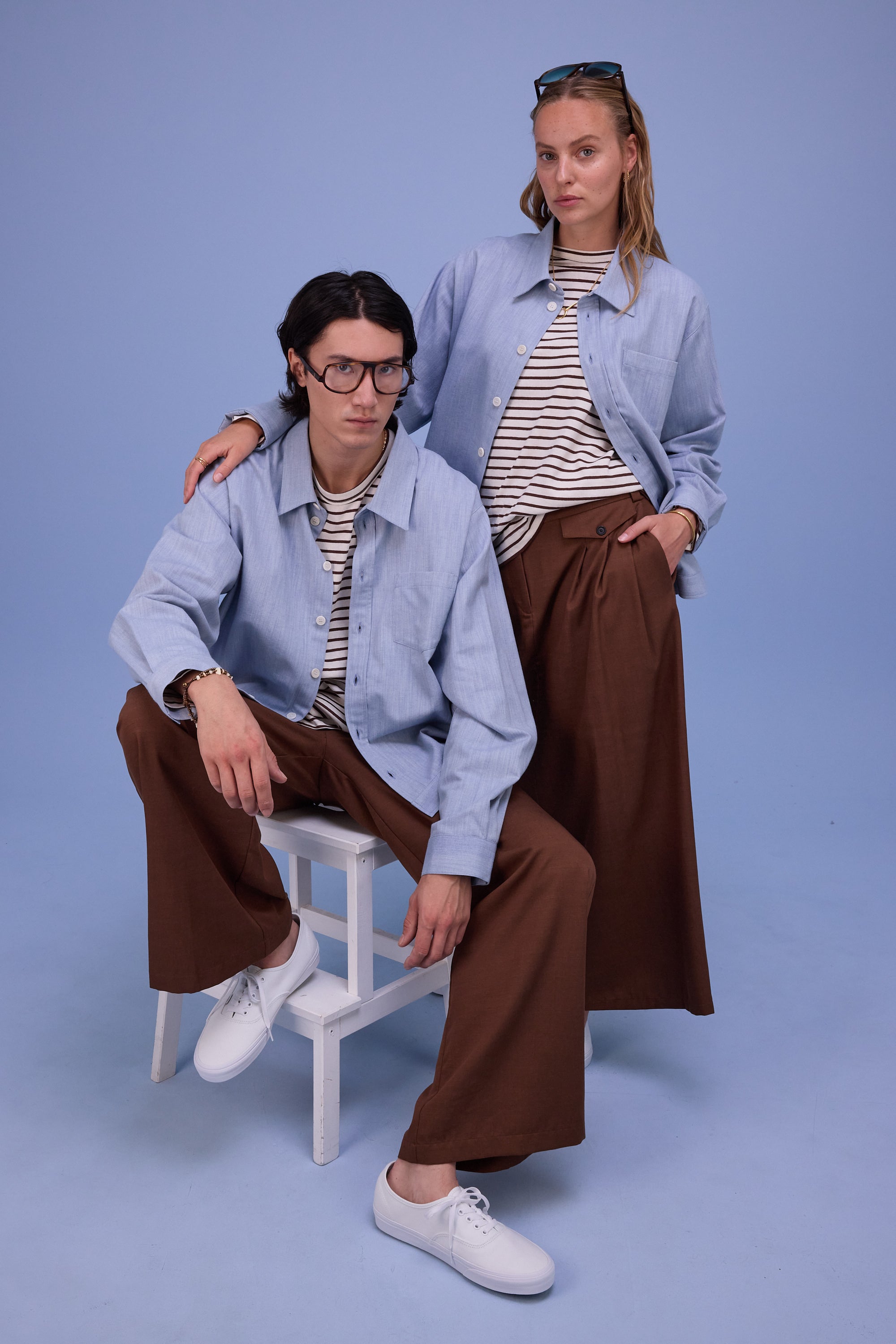 Geoff T-shirt in brown breton stripes 