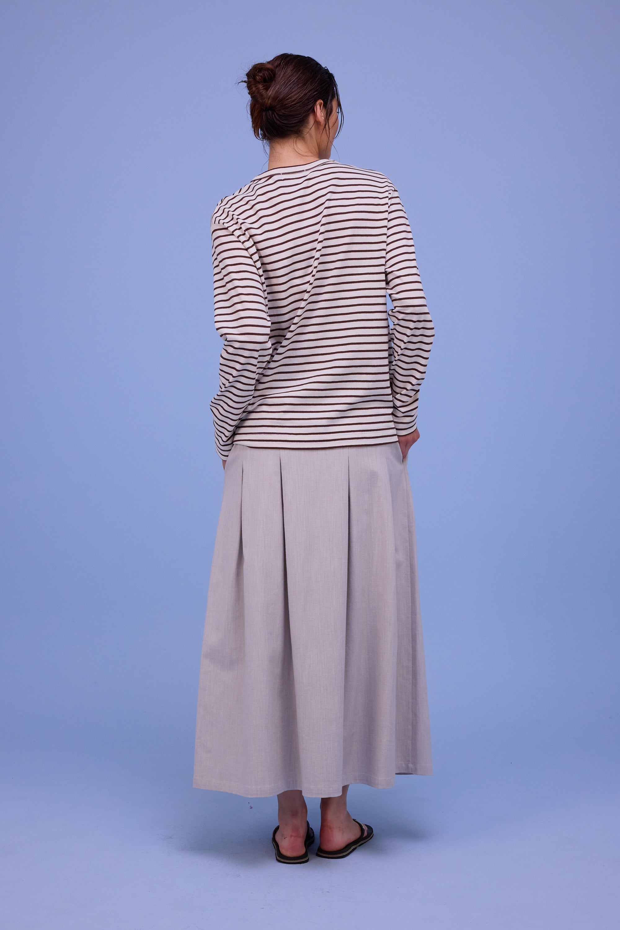 Geoff T-shirt in brown breton stripes 