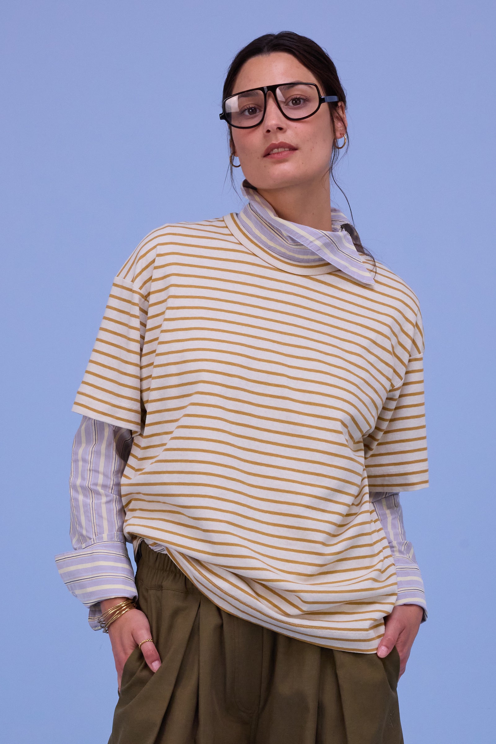 Harrison T-shirt in mustard breton stripes