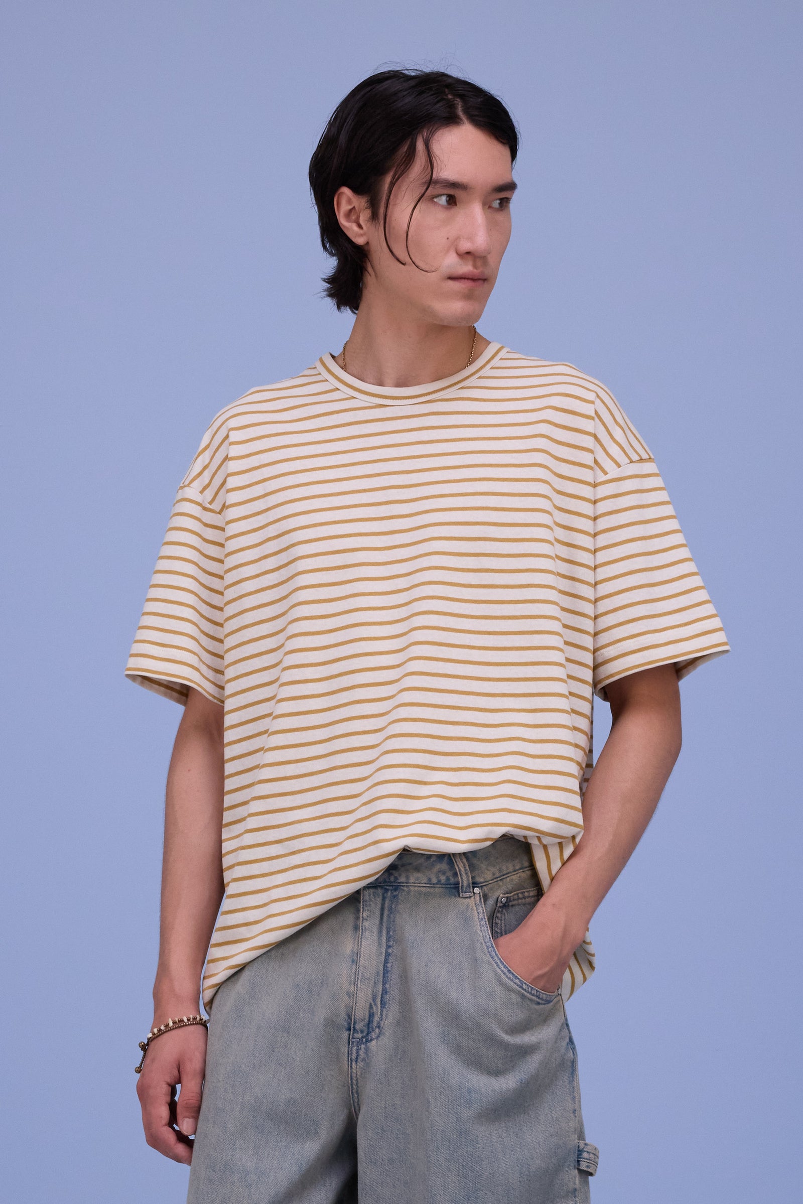 Harrison T-shirt in mustard breton stripes