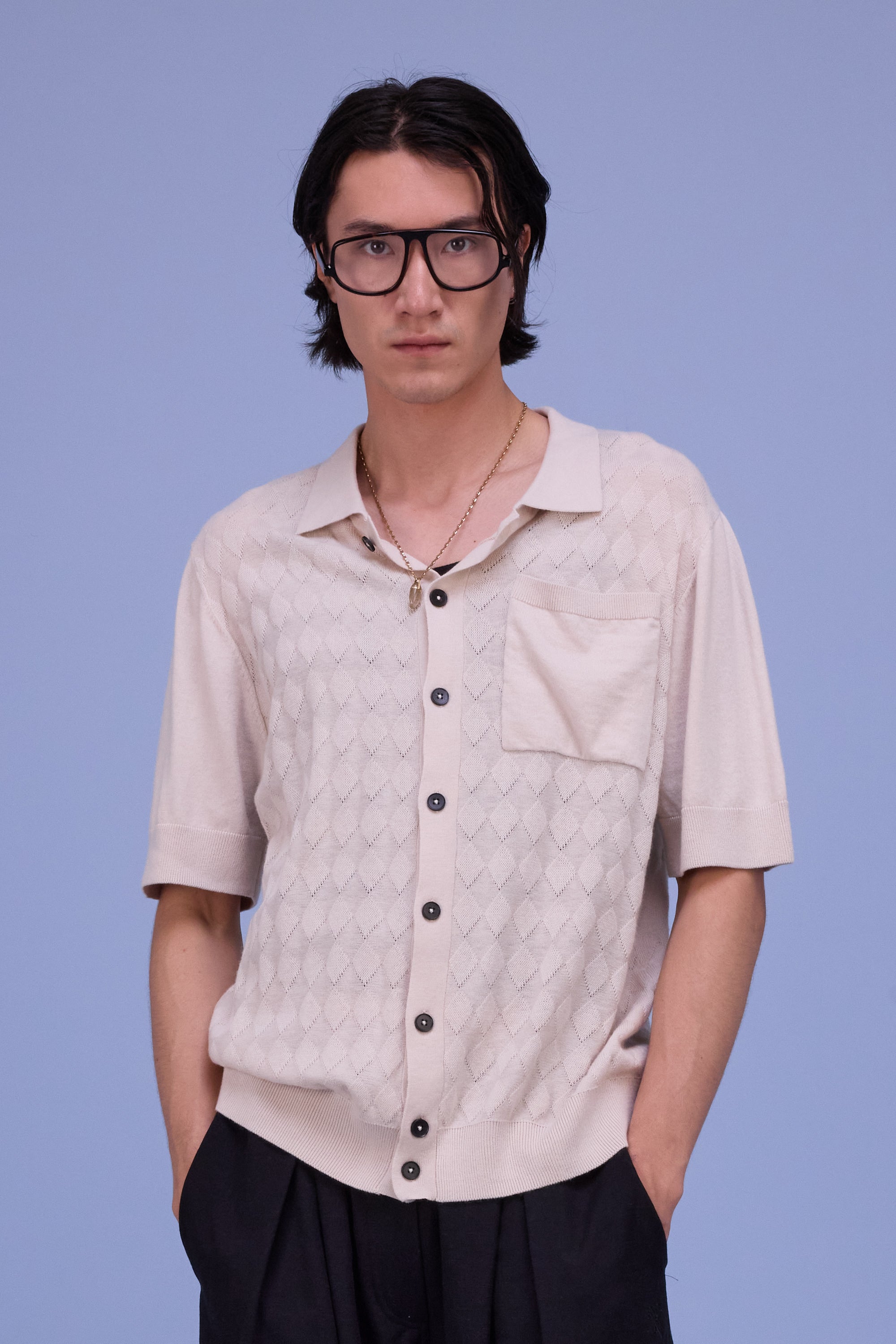 Haboro knitted polo in almond