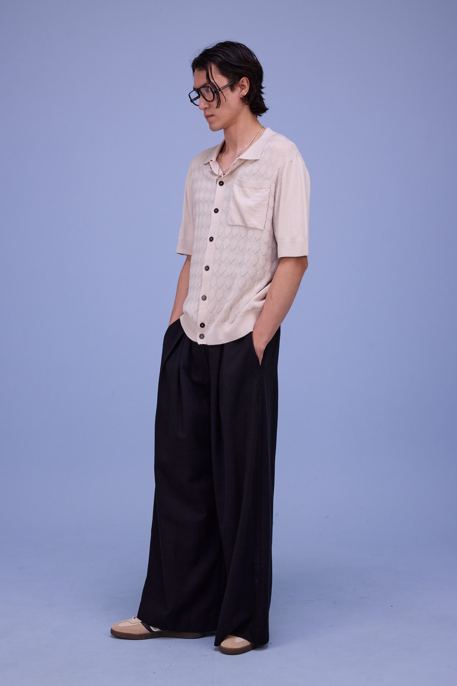 Haboro knitted polo in almond