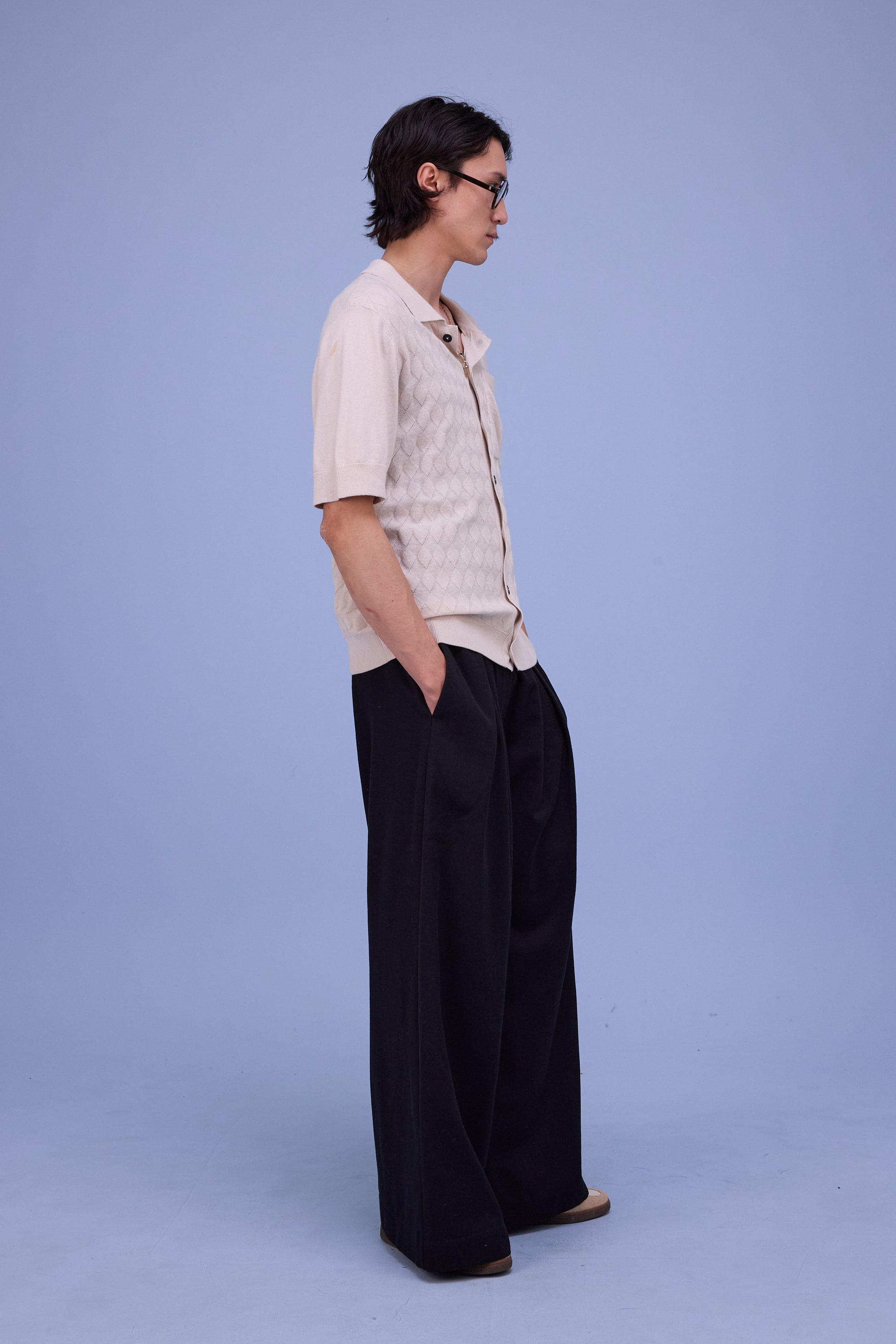 Haboro knitted polo in almond