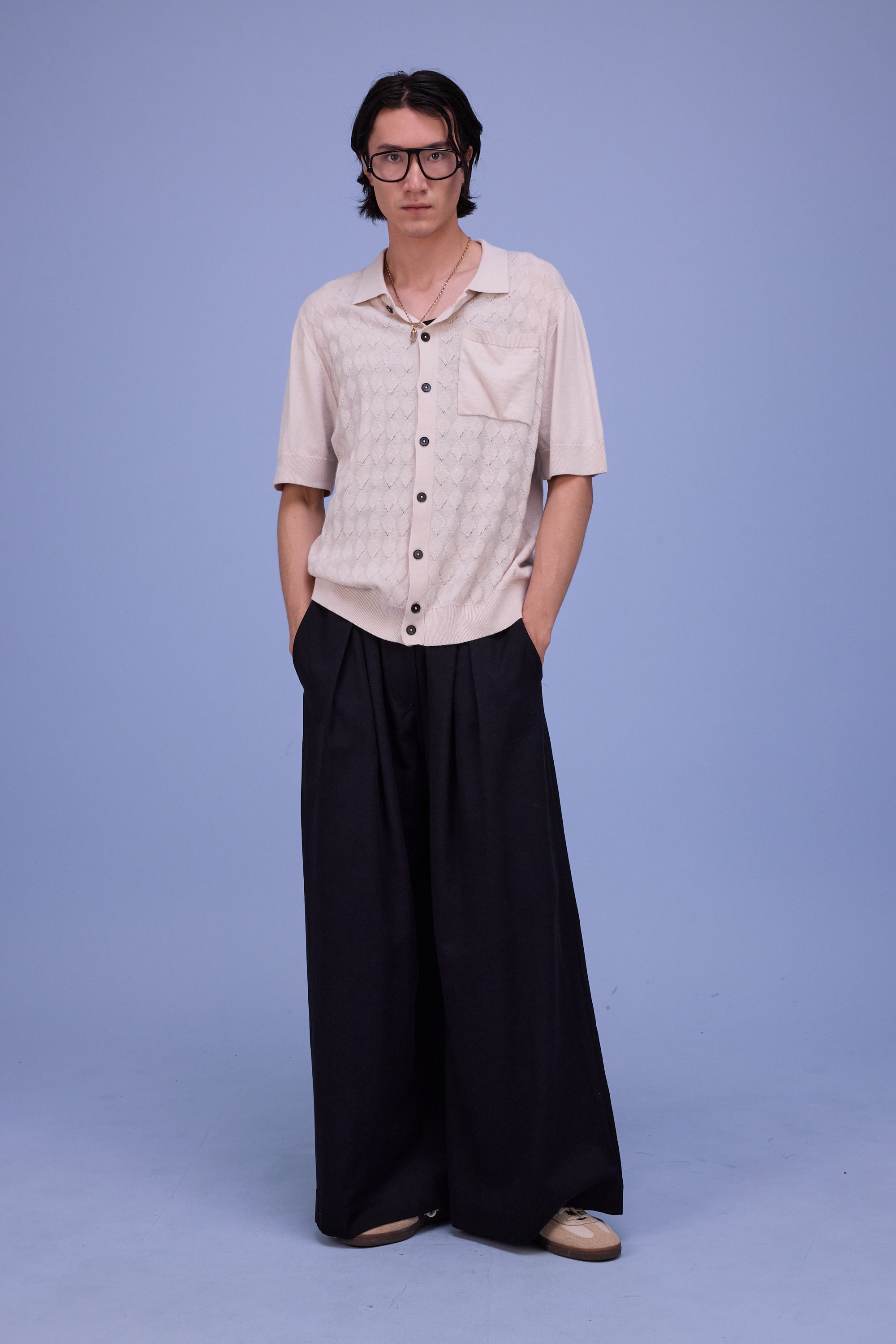 Haboro knitted polo in almond