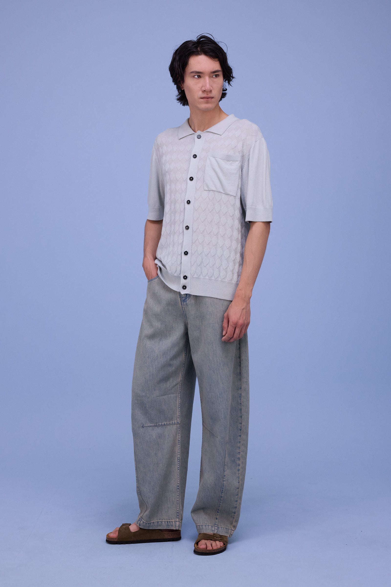 Haboro knitted polo in springwater