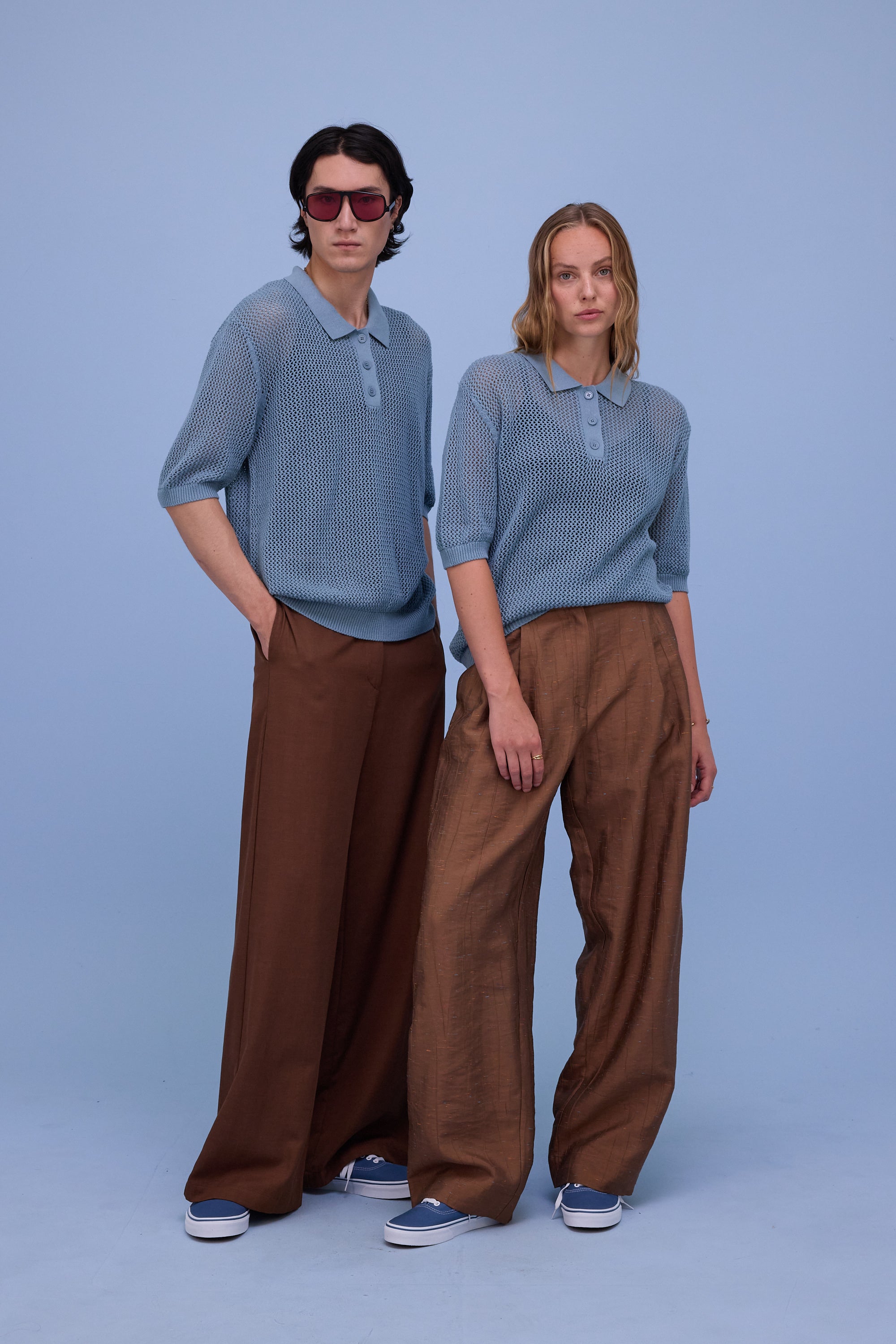 Hokkaido knitted polo in dusk blue