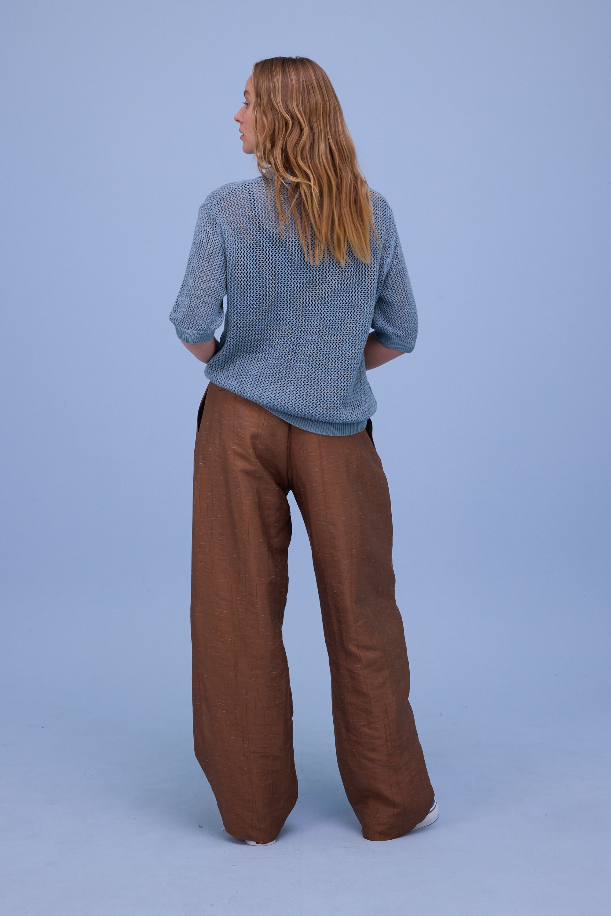 Hokkaido knitted polo in dusk blue