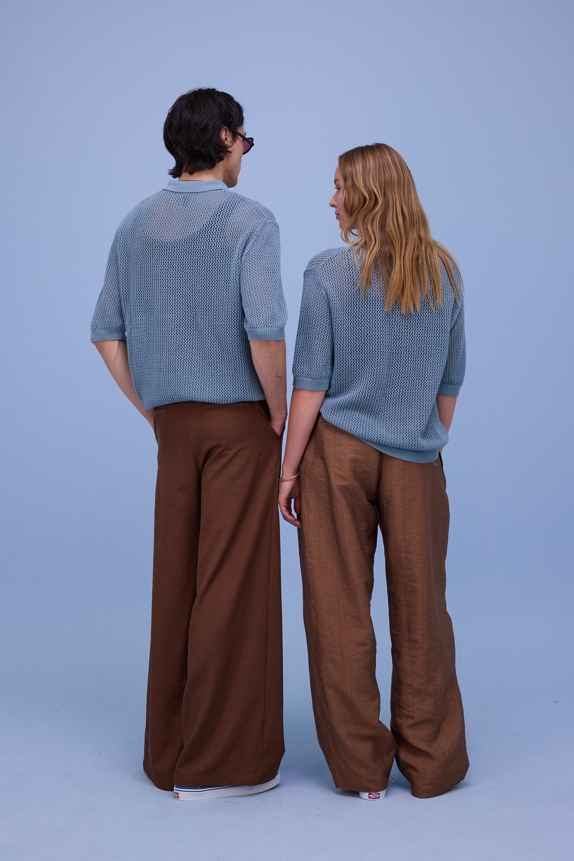 Hokkaido knitted polo in dusk blue