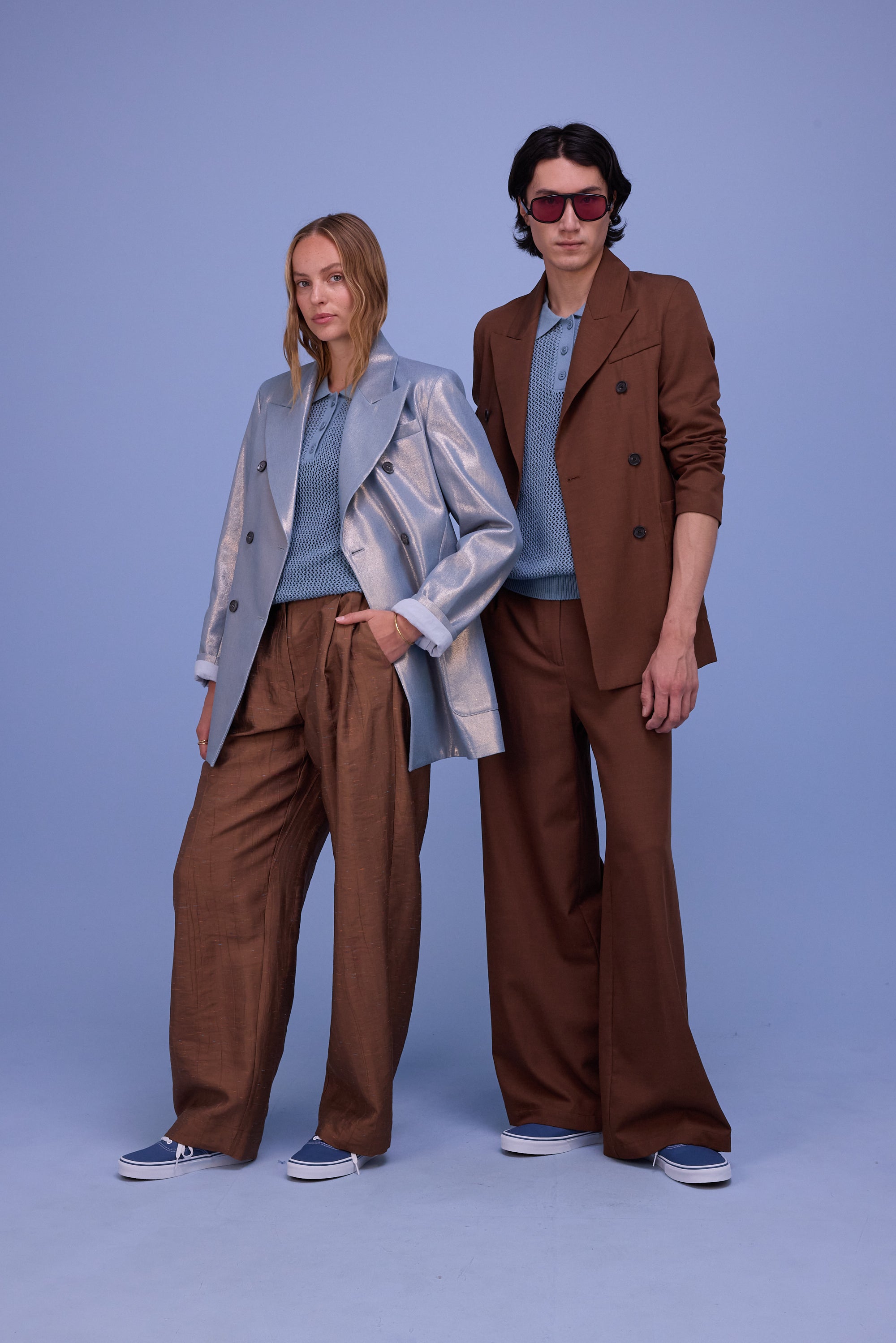 Hokkaido knitted polo in dusk blue