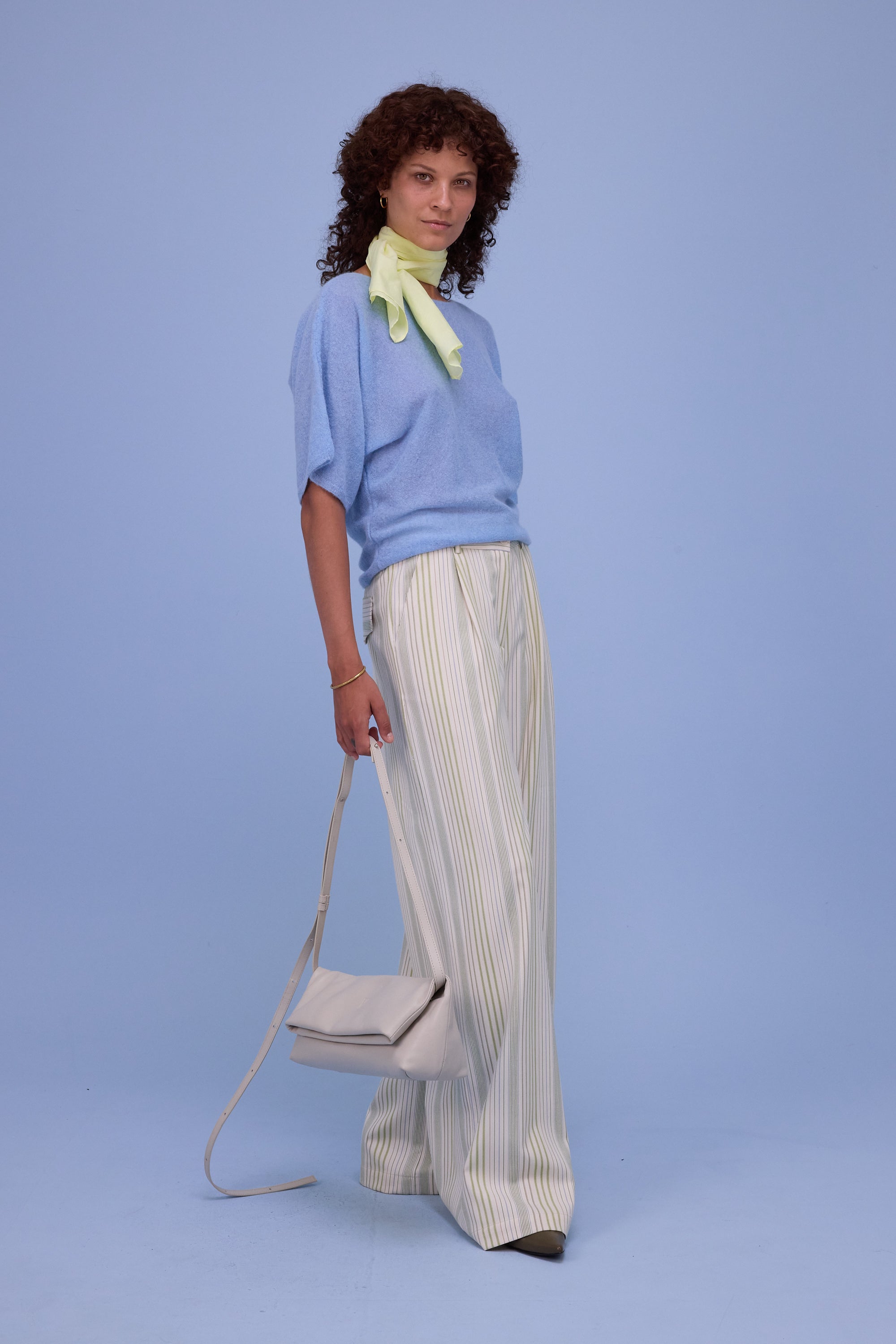 Edward trousers in ecru/green stripes