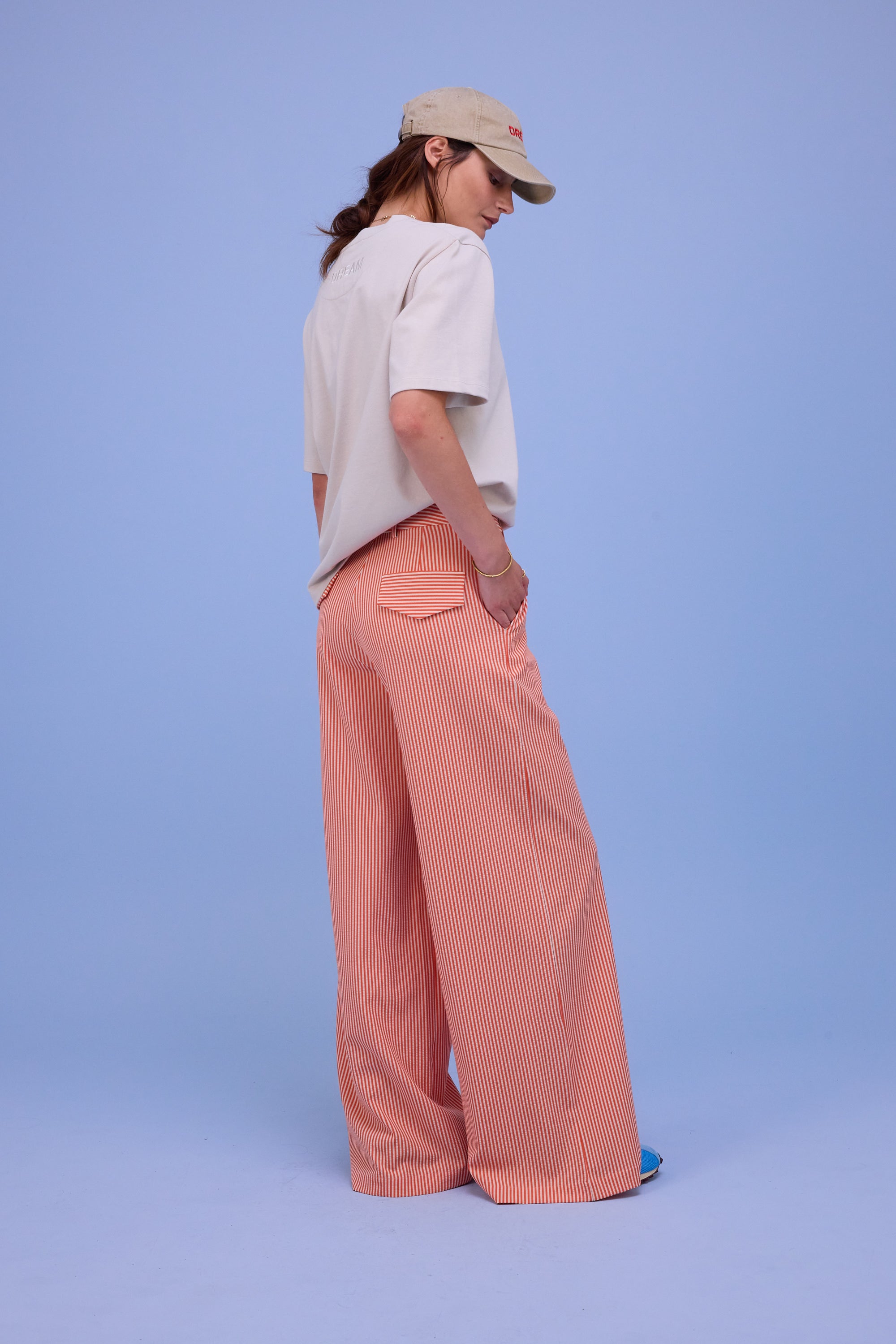 Edward broek in orange seersucker