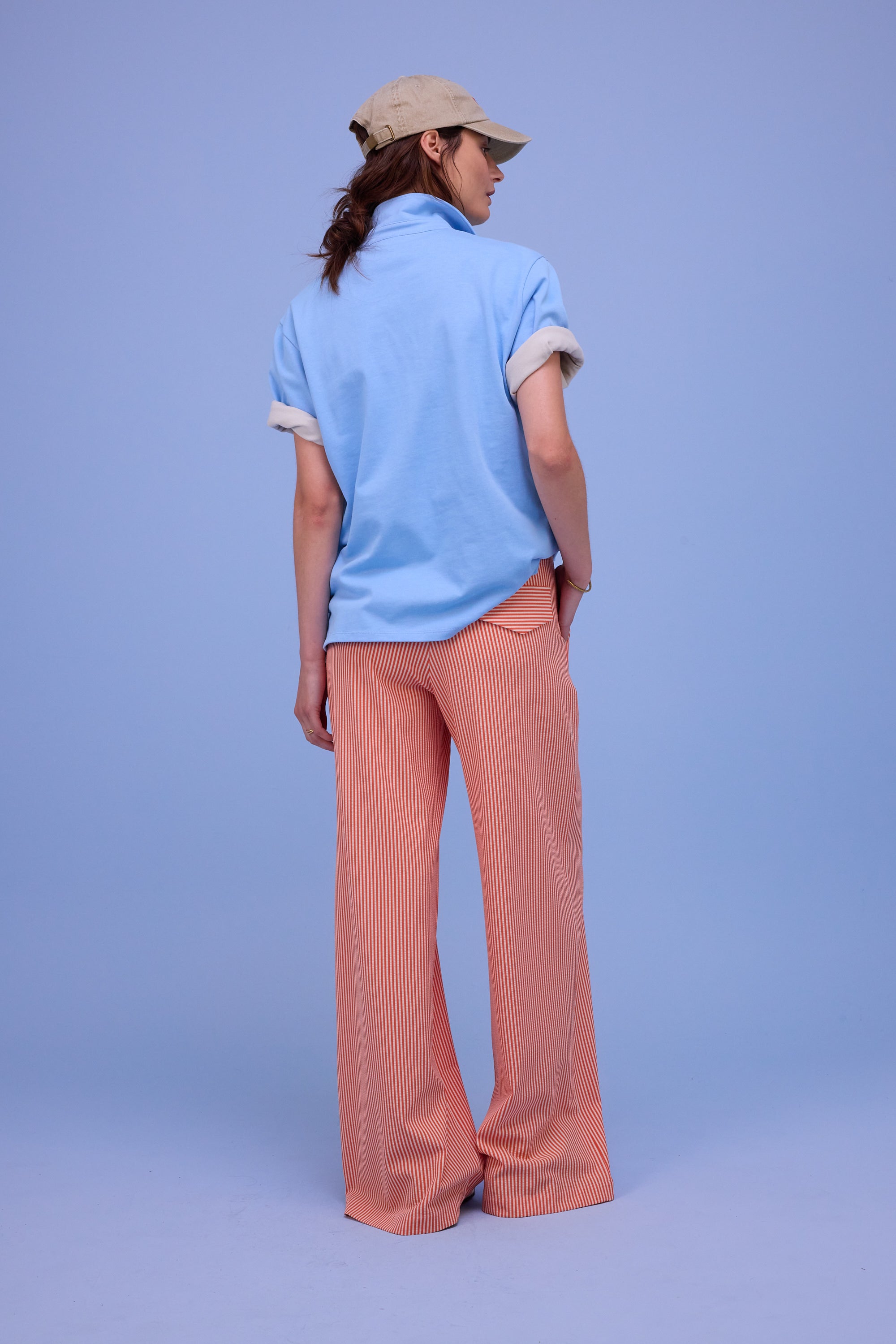 Edward broek in orange seersucker