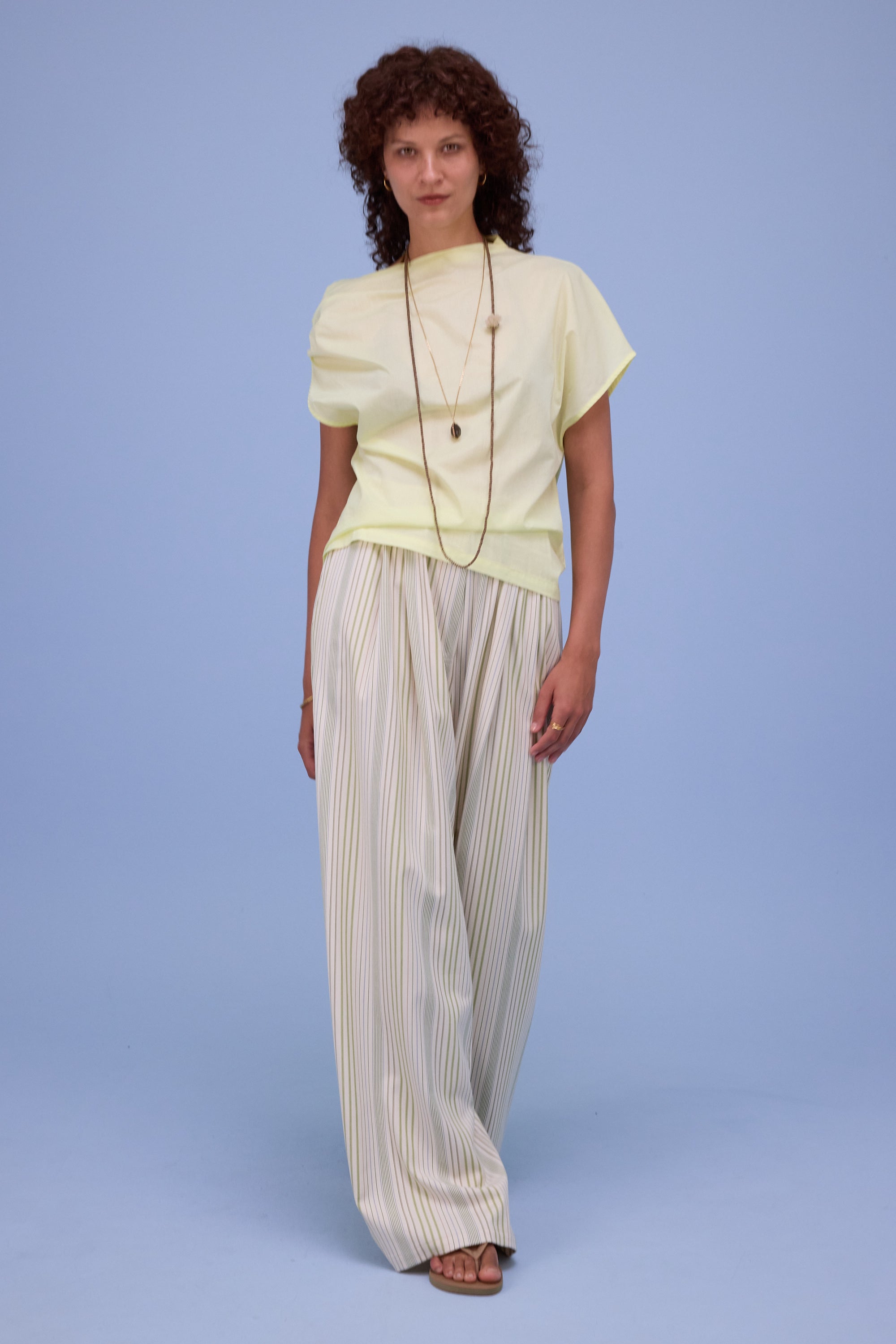 Hardy broek in ecru/green stripes