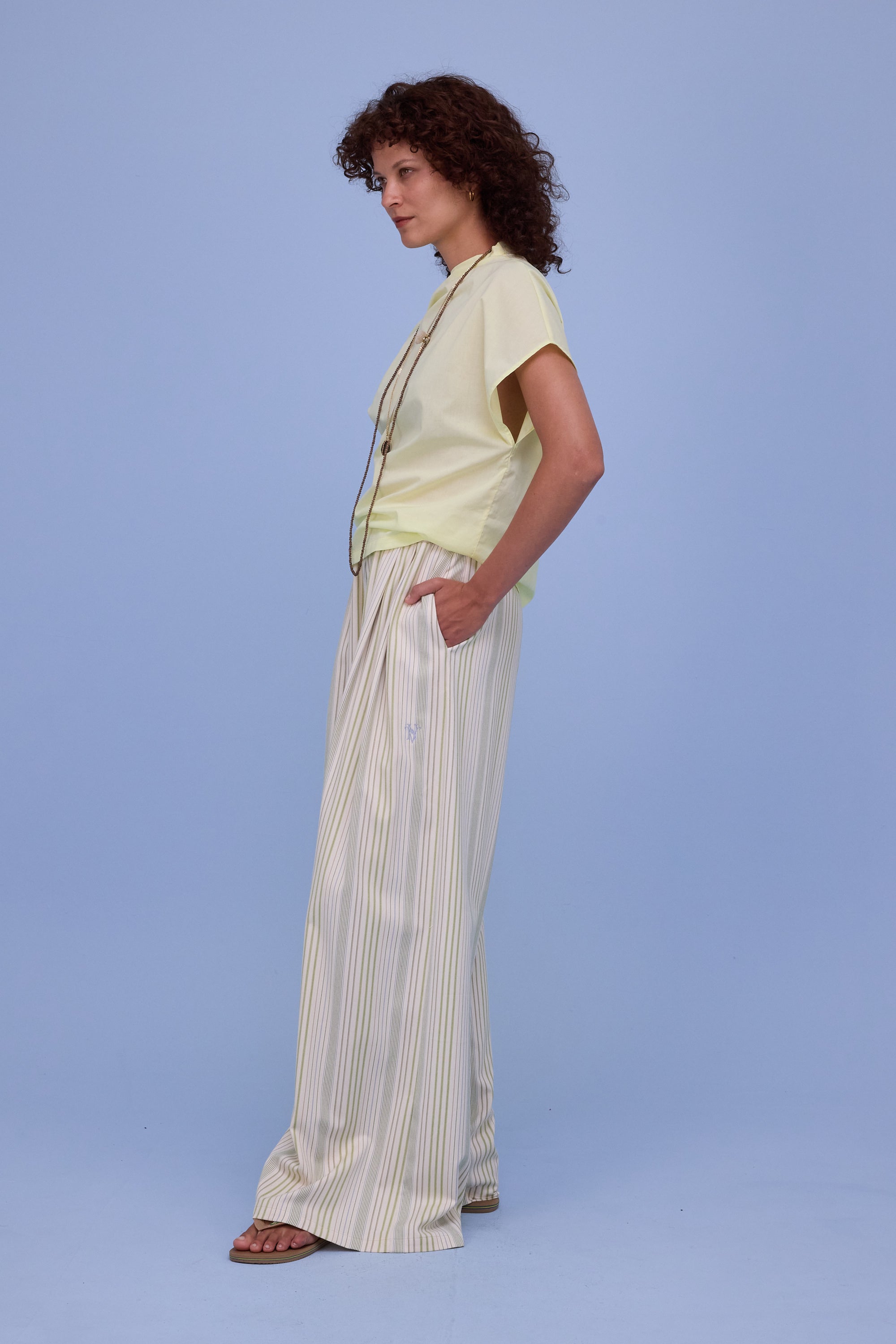 Hardy broek in ecru/green stripes