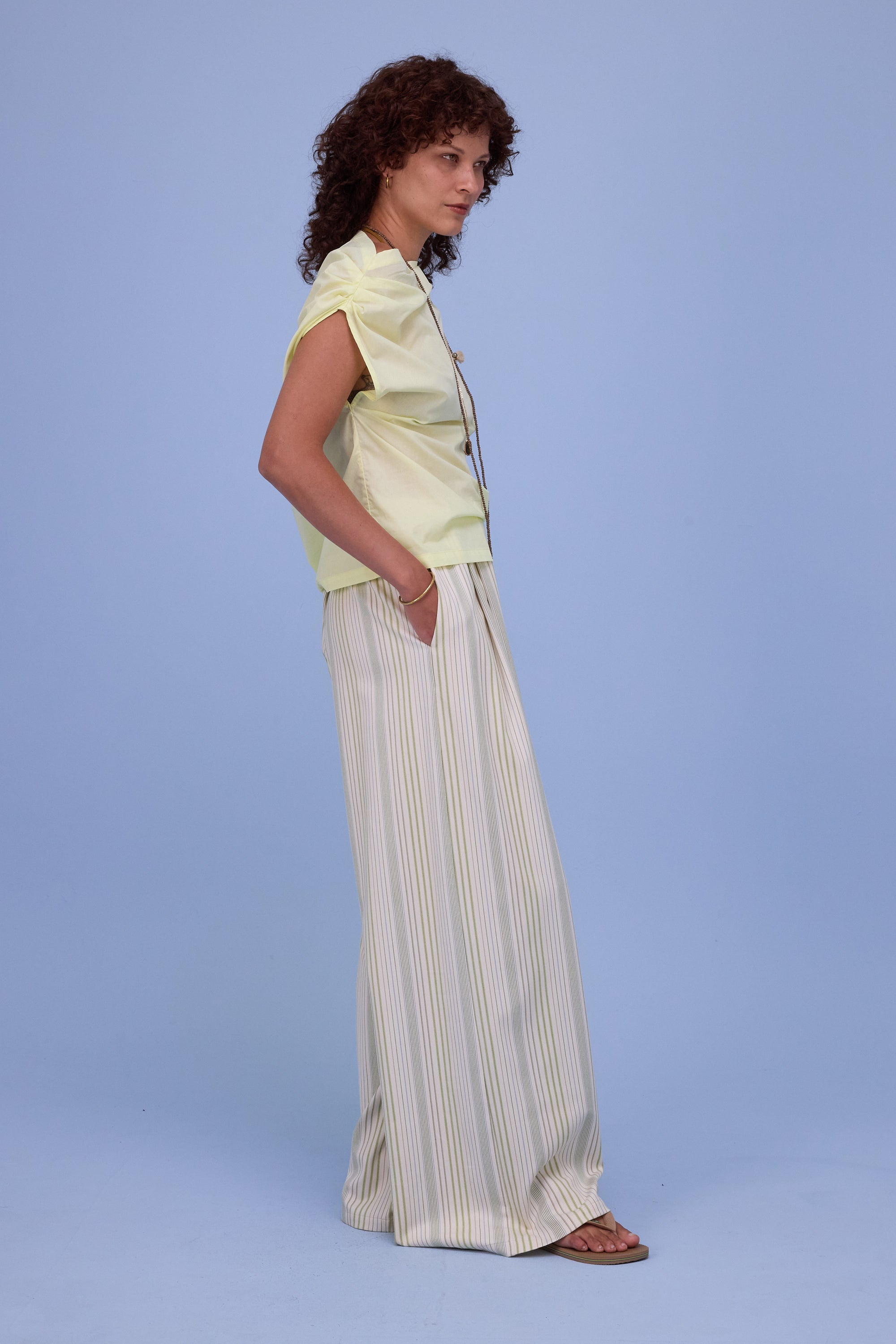 Hardy broek in ecru/green stripes