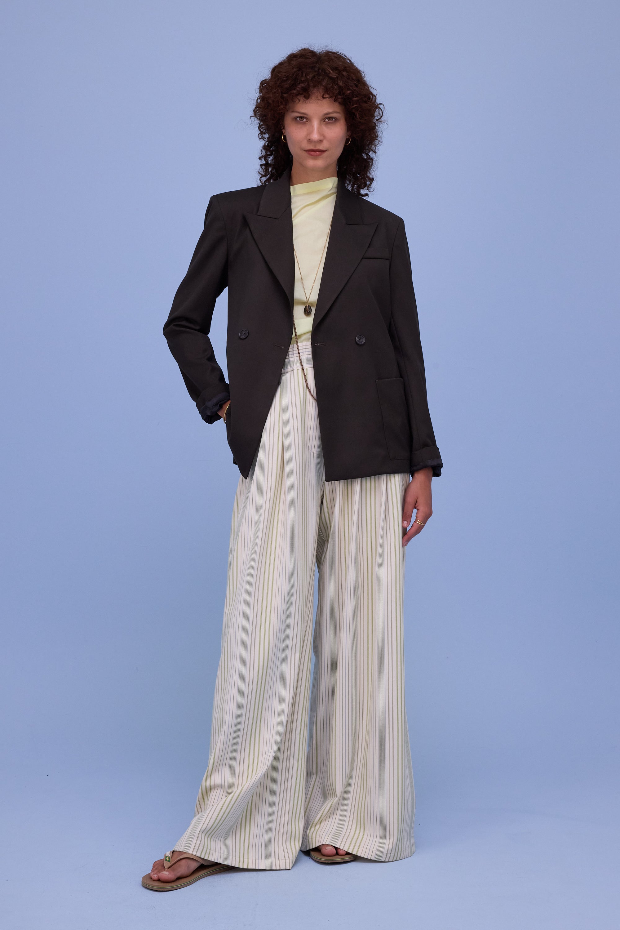 Hardy broek in ecru/green stripes