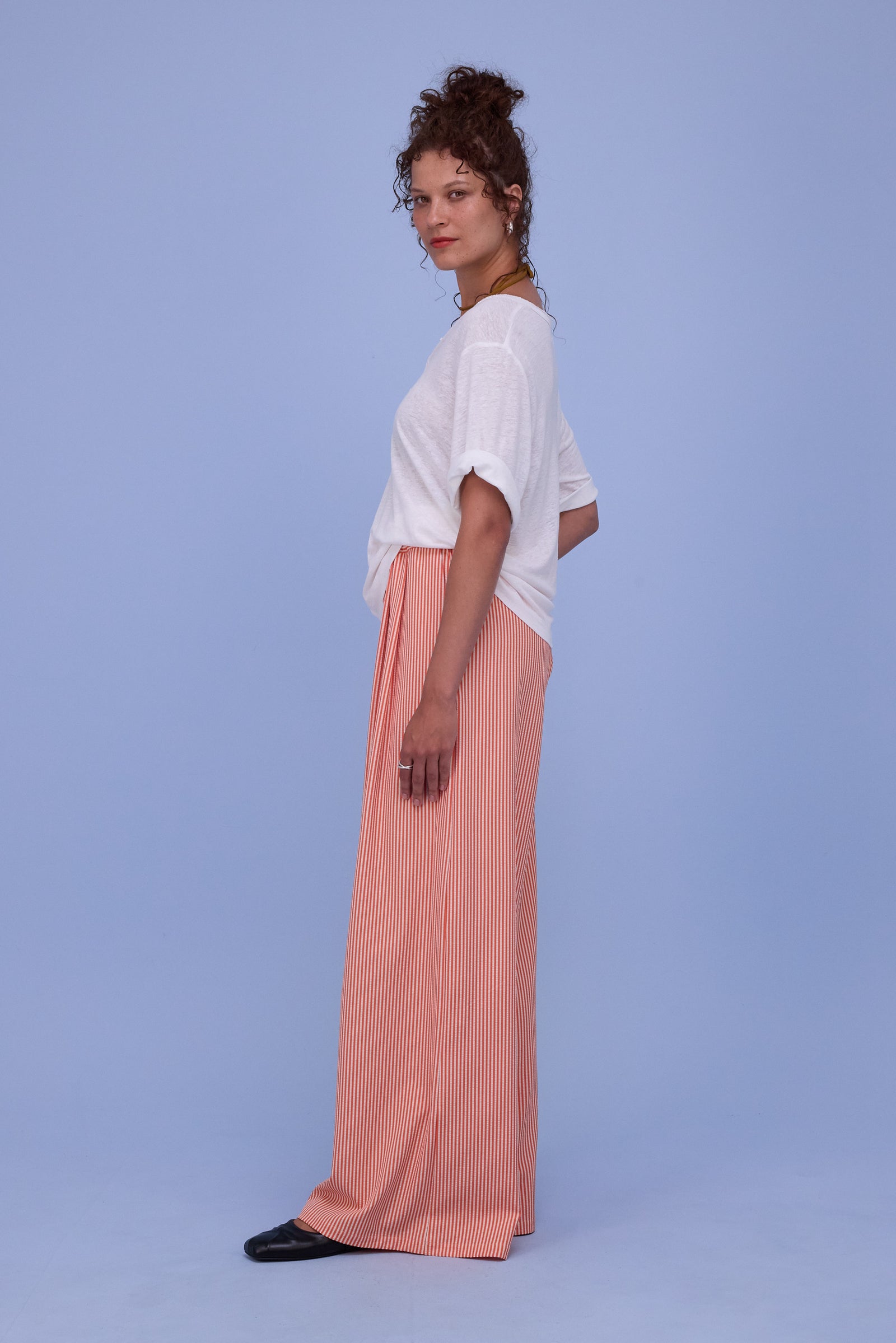 Hardy trousers in orange seersucker