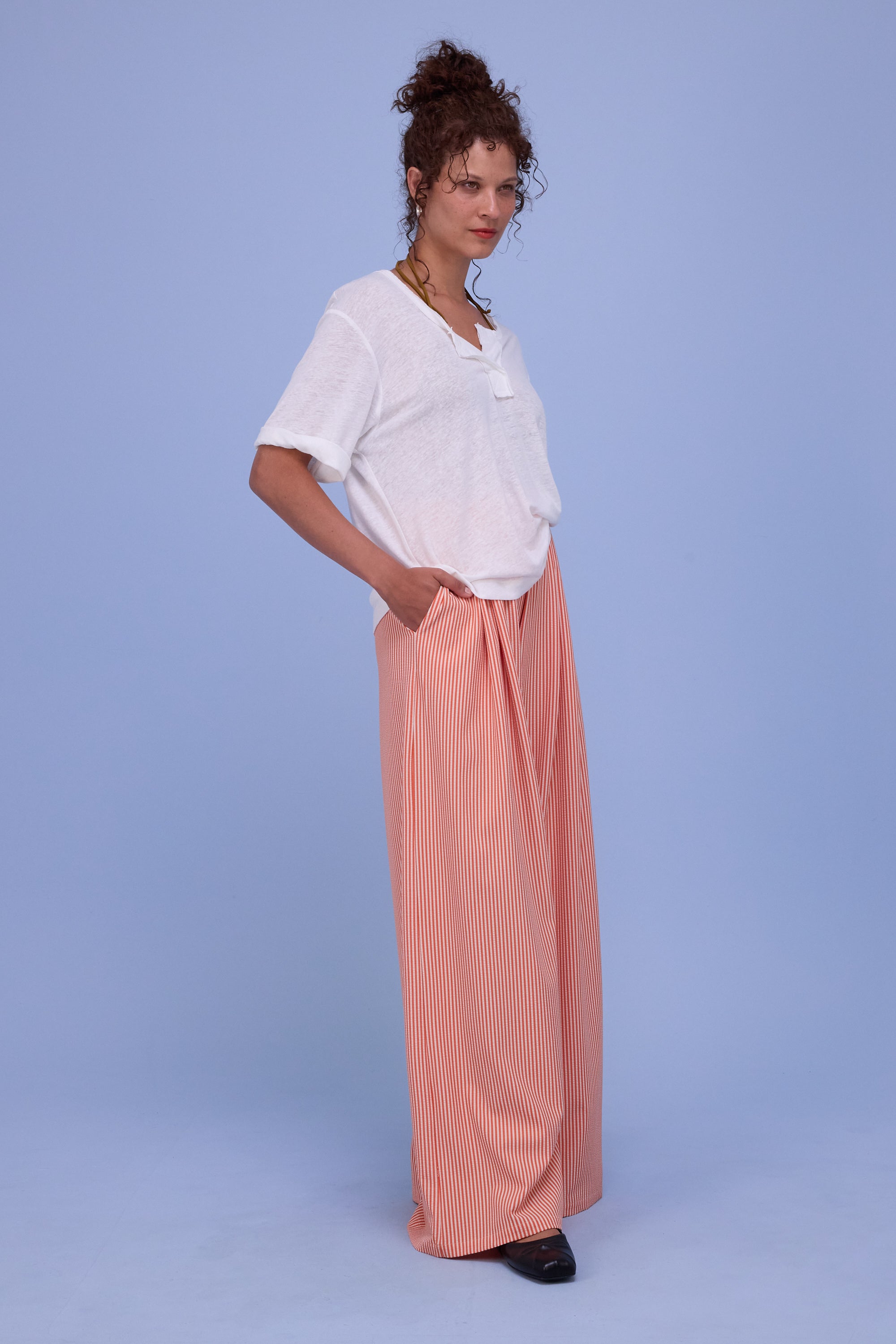 Hardy trousers in orange seersucker