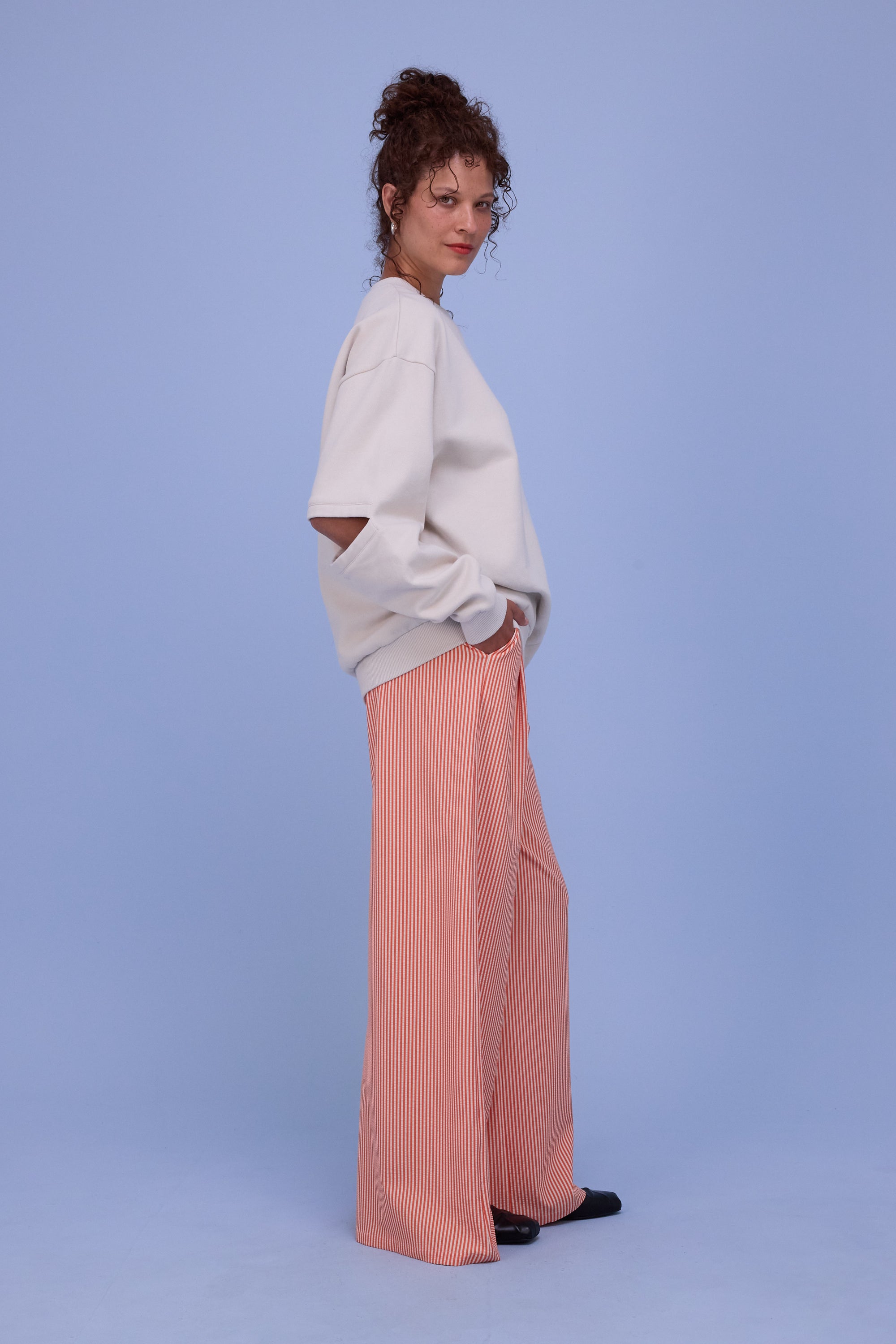 Hardy trousers in orange seersucker