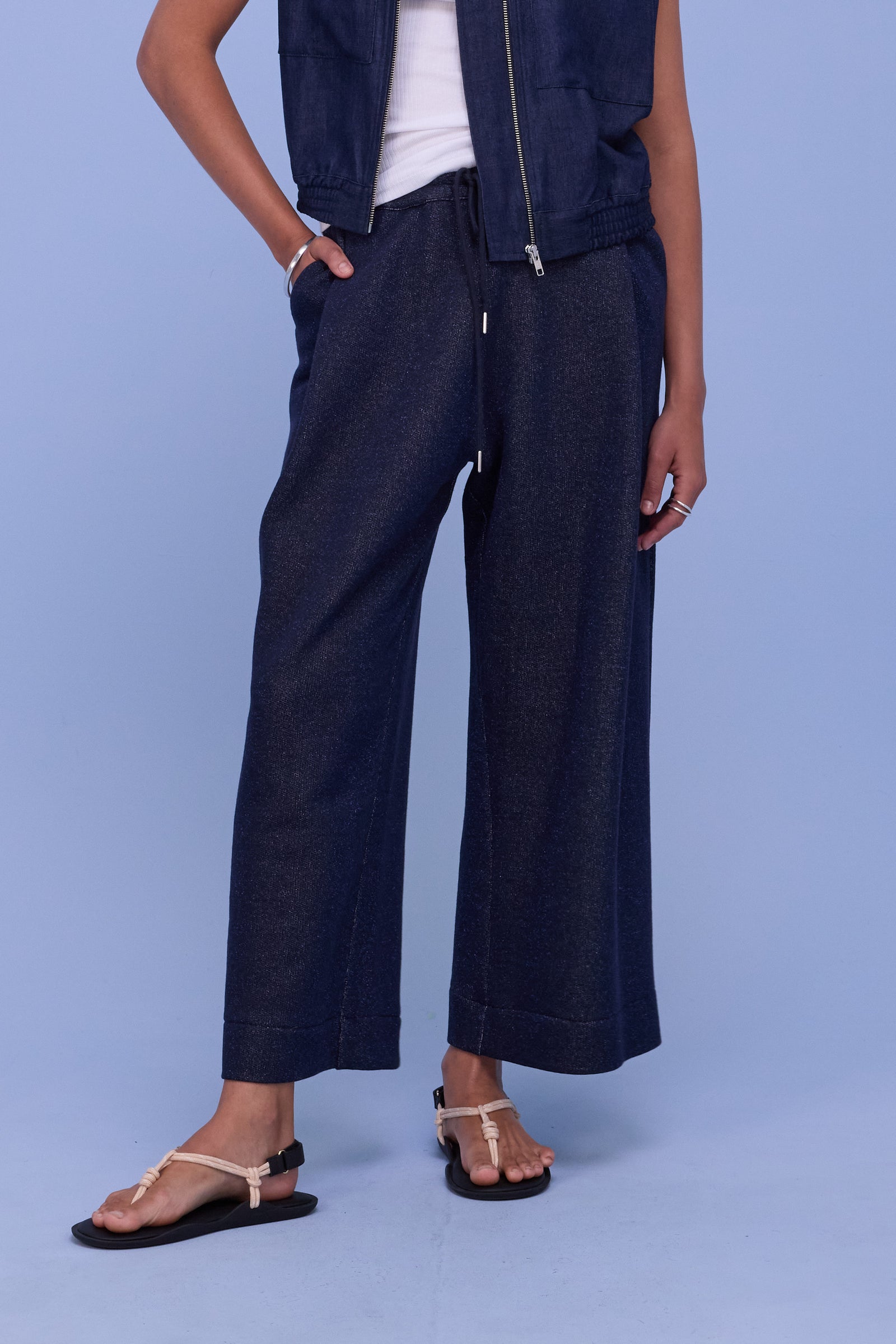 Helier trousers in night blue lurex