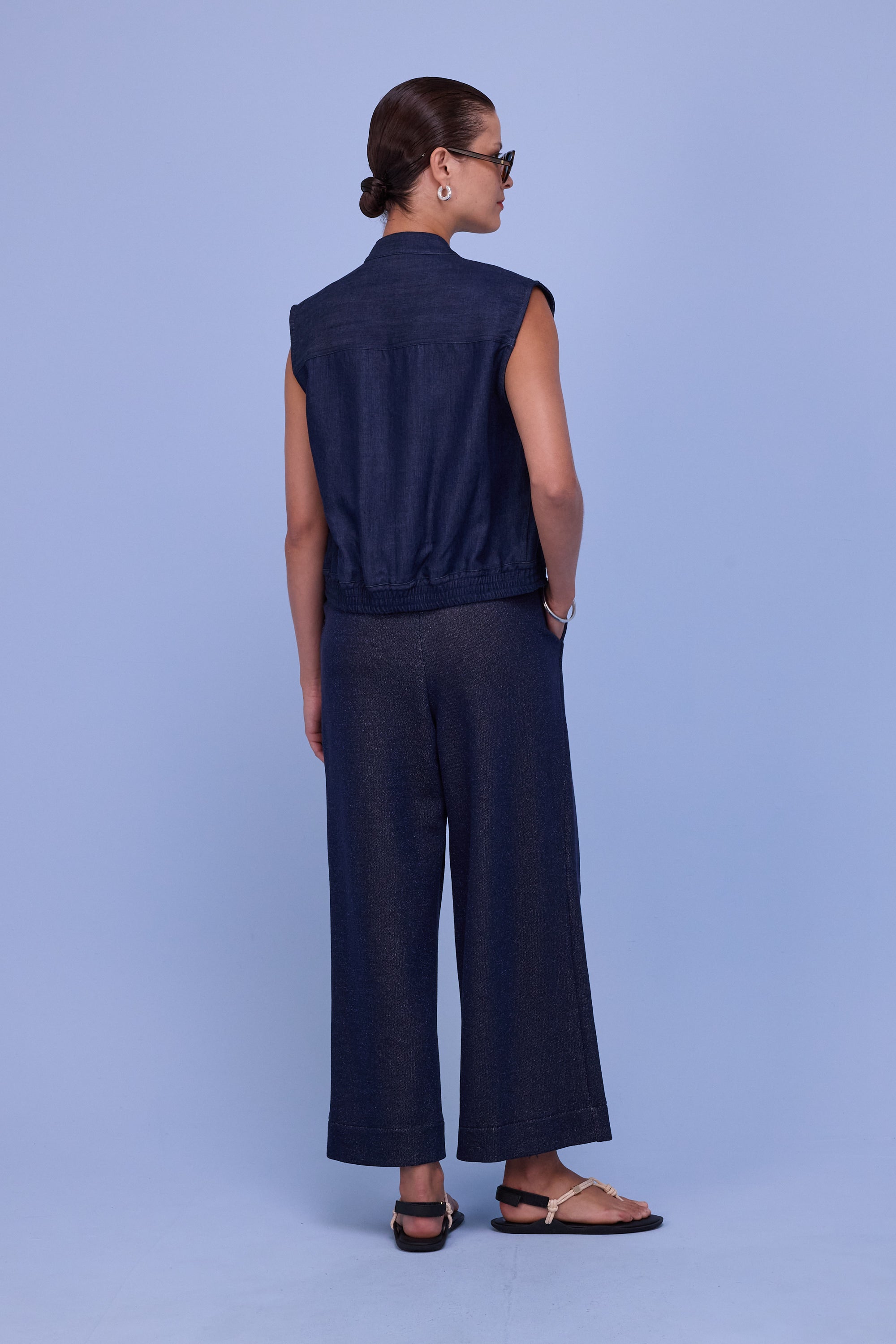 Helier broek in night blue lurex