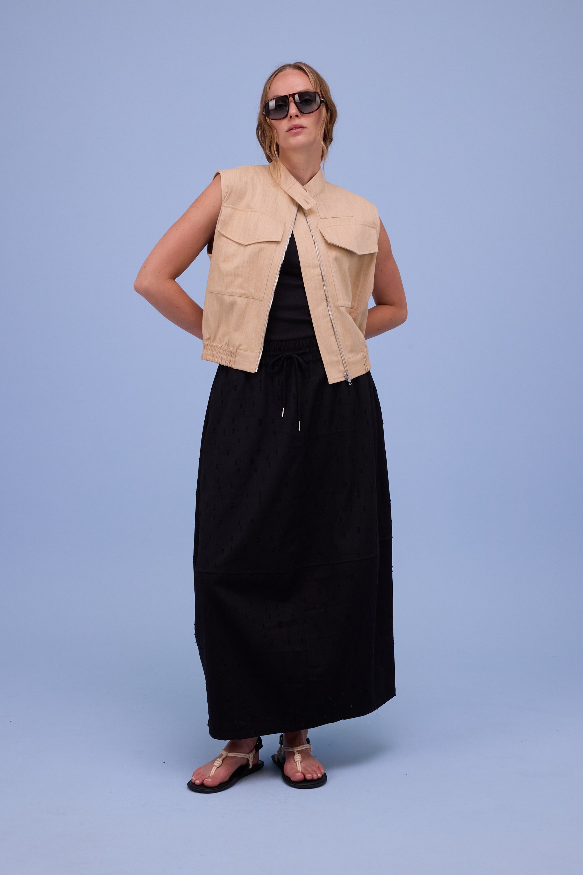 Héva skirt in black ripped cotton