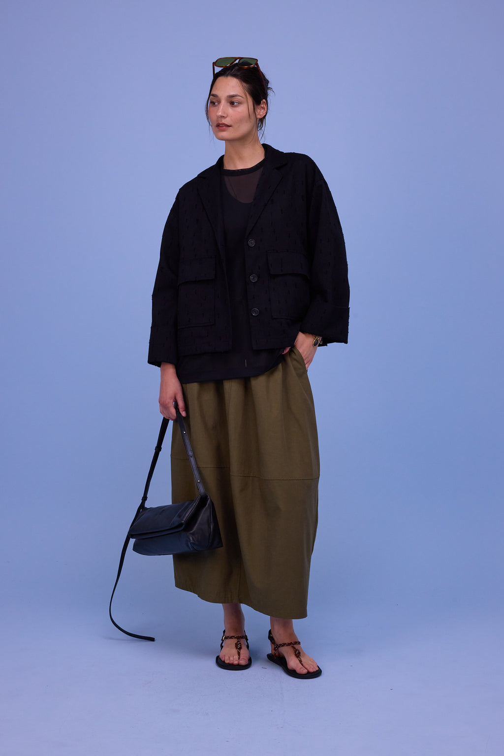 Héva skirt in dark olive